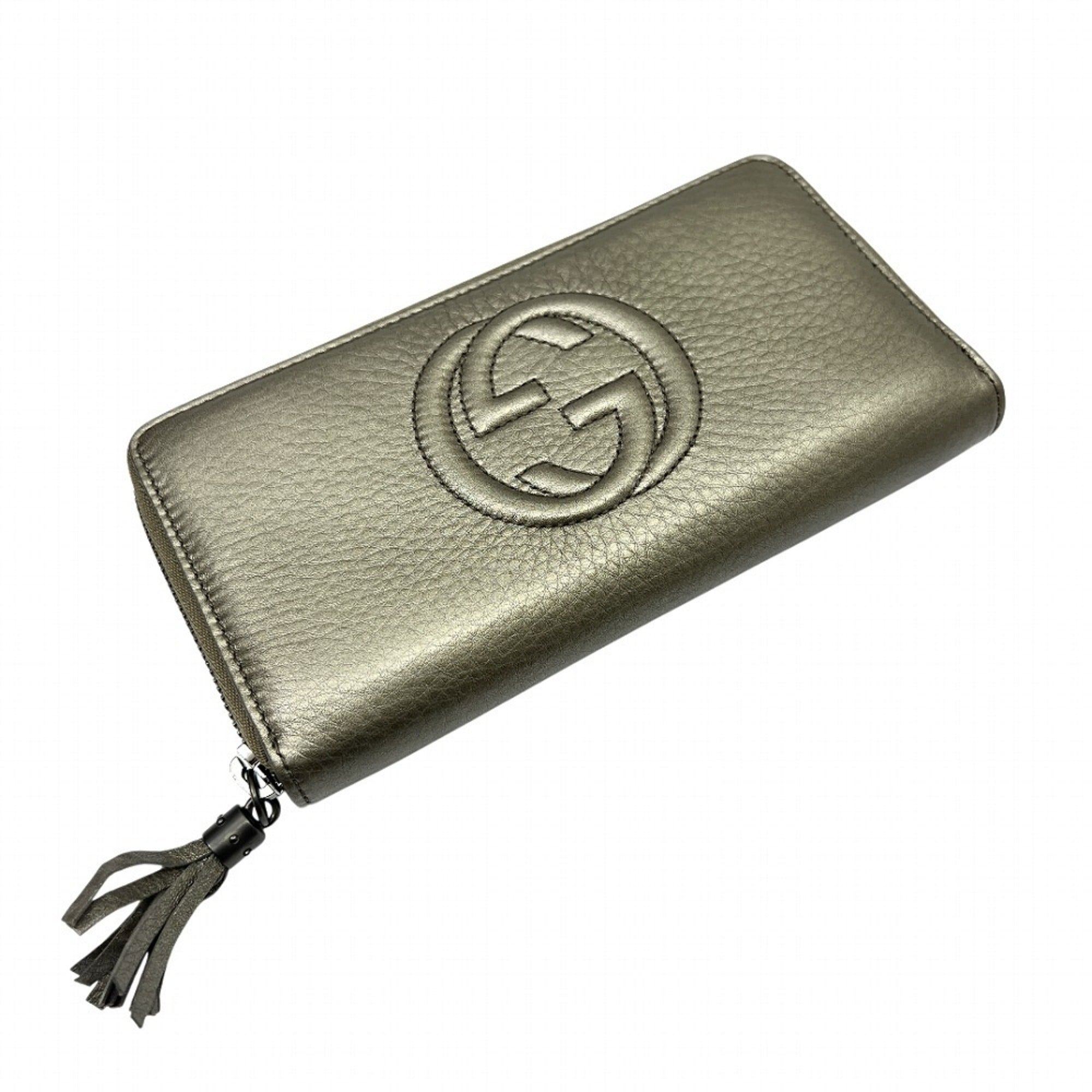 Gucci Metallic Gold Leather Long Wallet (Bi-Fold) (Pre-Owned)