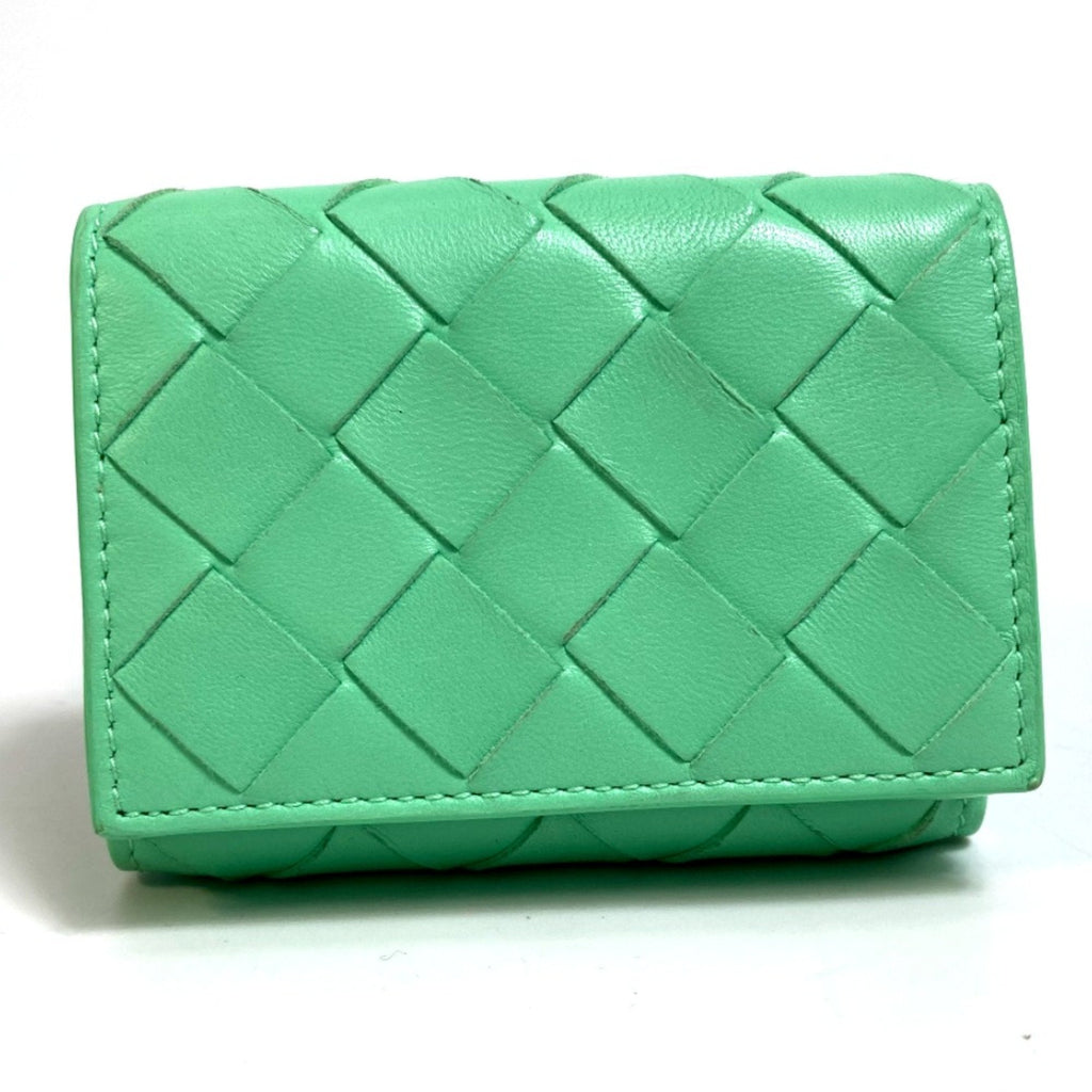 Bottega Veneta Green Leather Wallet (Tri-Fold) (Pre-Owned)