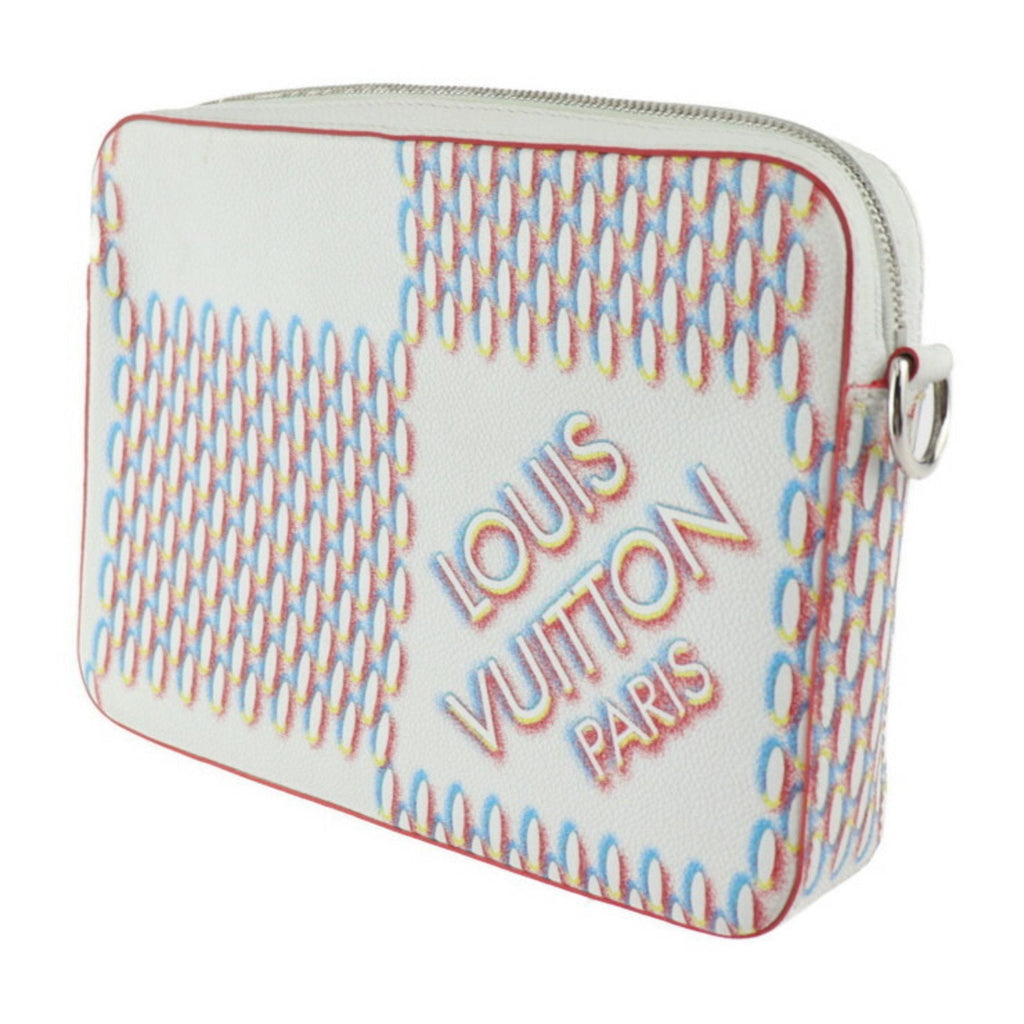 Louis Vuitton Blanc Multi-Color White Leather Pouch Shoulder Bag (Pre-Owned)