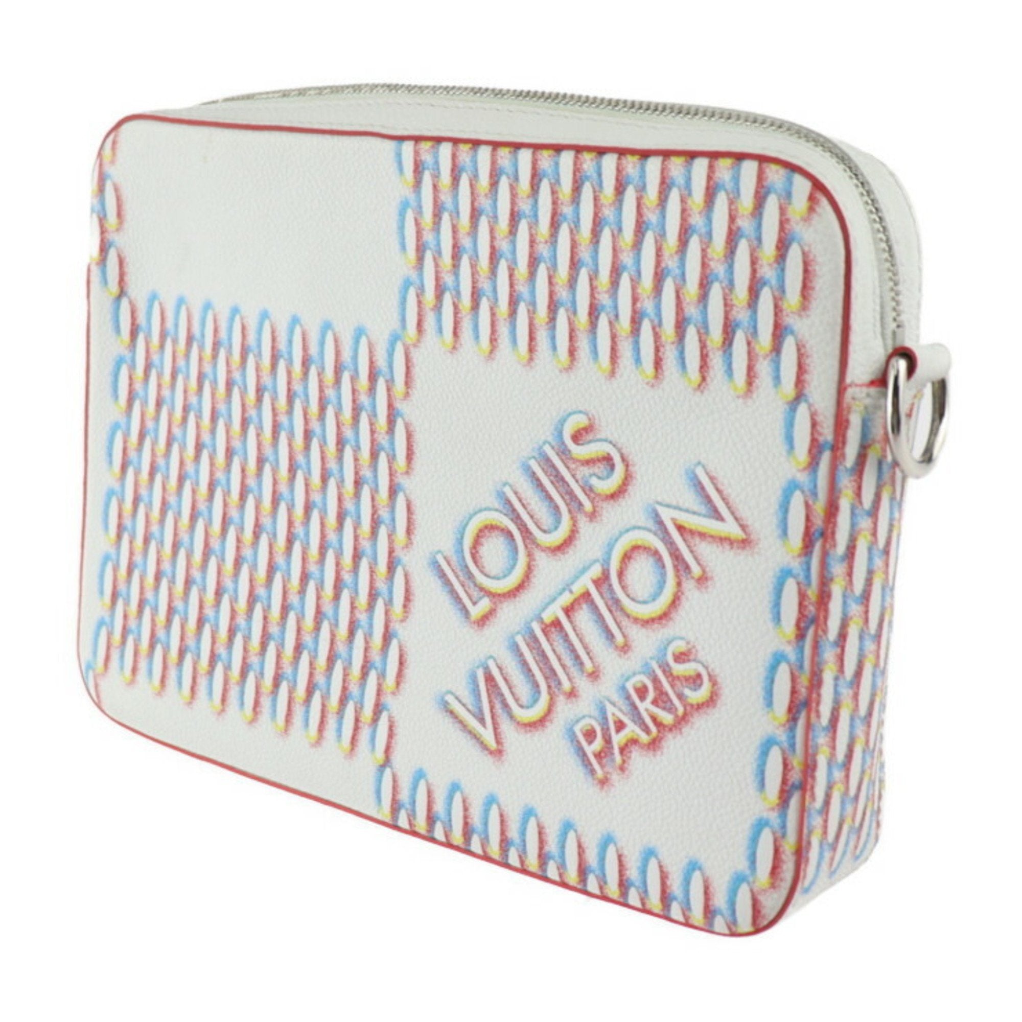 Louis Vuitton Blanc Multi-Color White Leather Pouch Shoulder Bag (Pre-Owned)