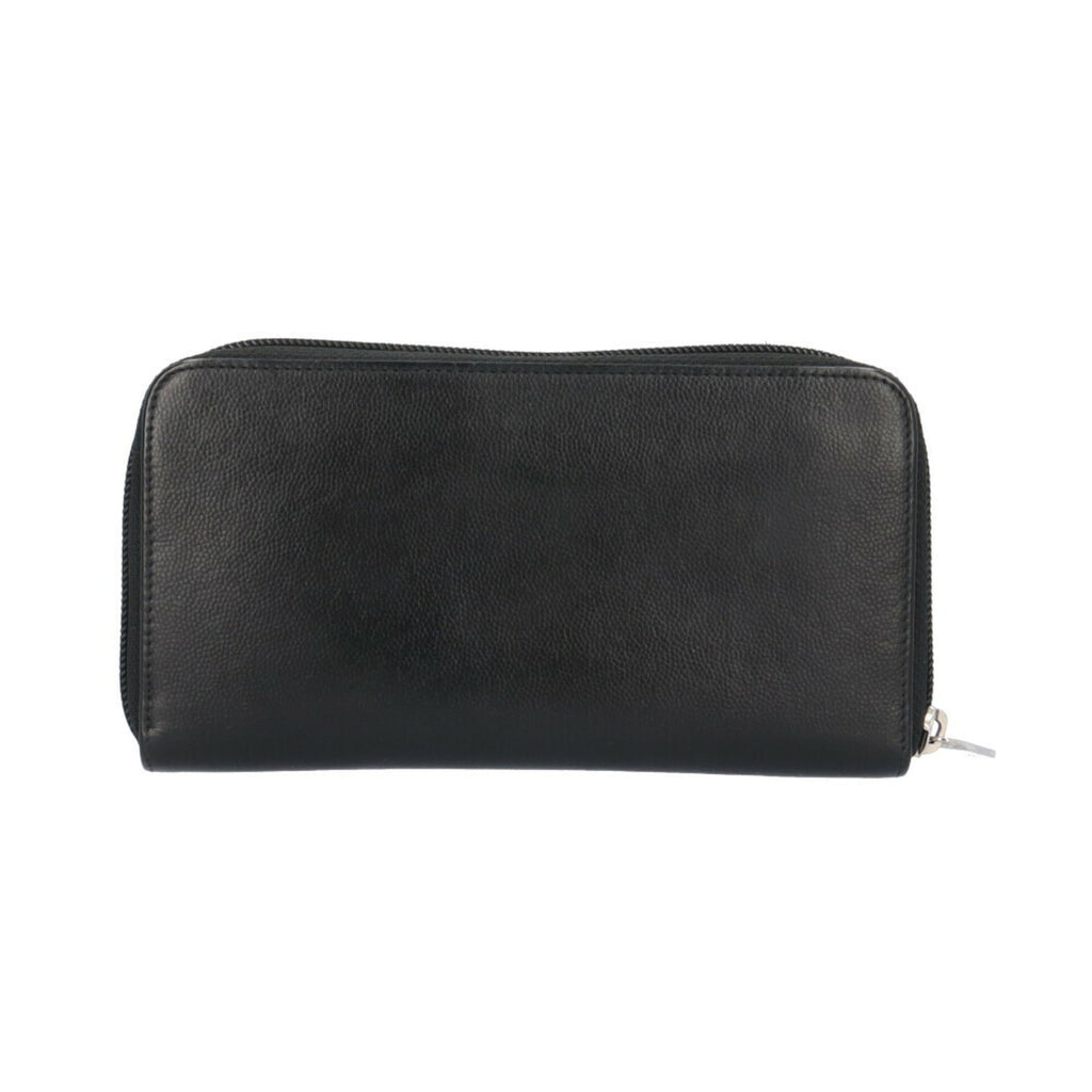 Chanel Black Leather Long Wallet (Bi-Fold) (Pre-Owned)