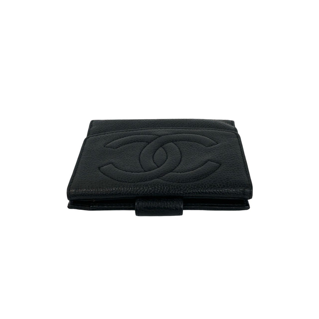 Chanel Black Grained Calfskin Wallet (Bi-Fold) (Pre-Owned)