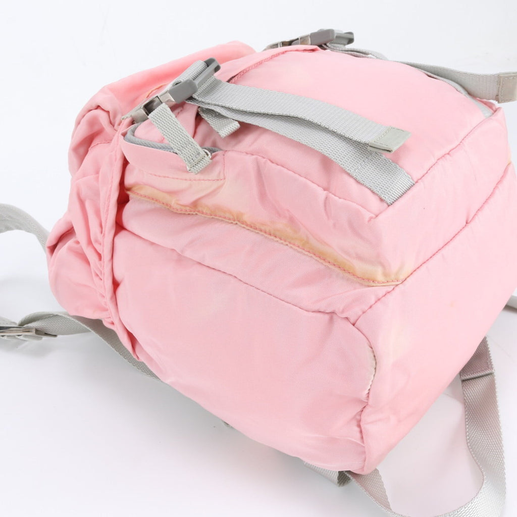 Prada Gray Pink Nylon Leather Backpack (Pre-Owned)
