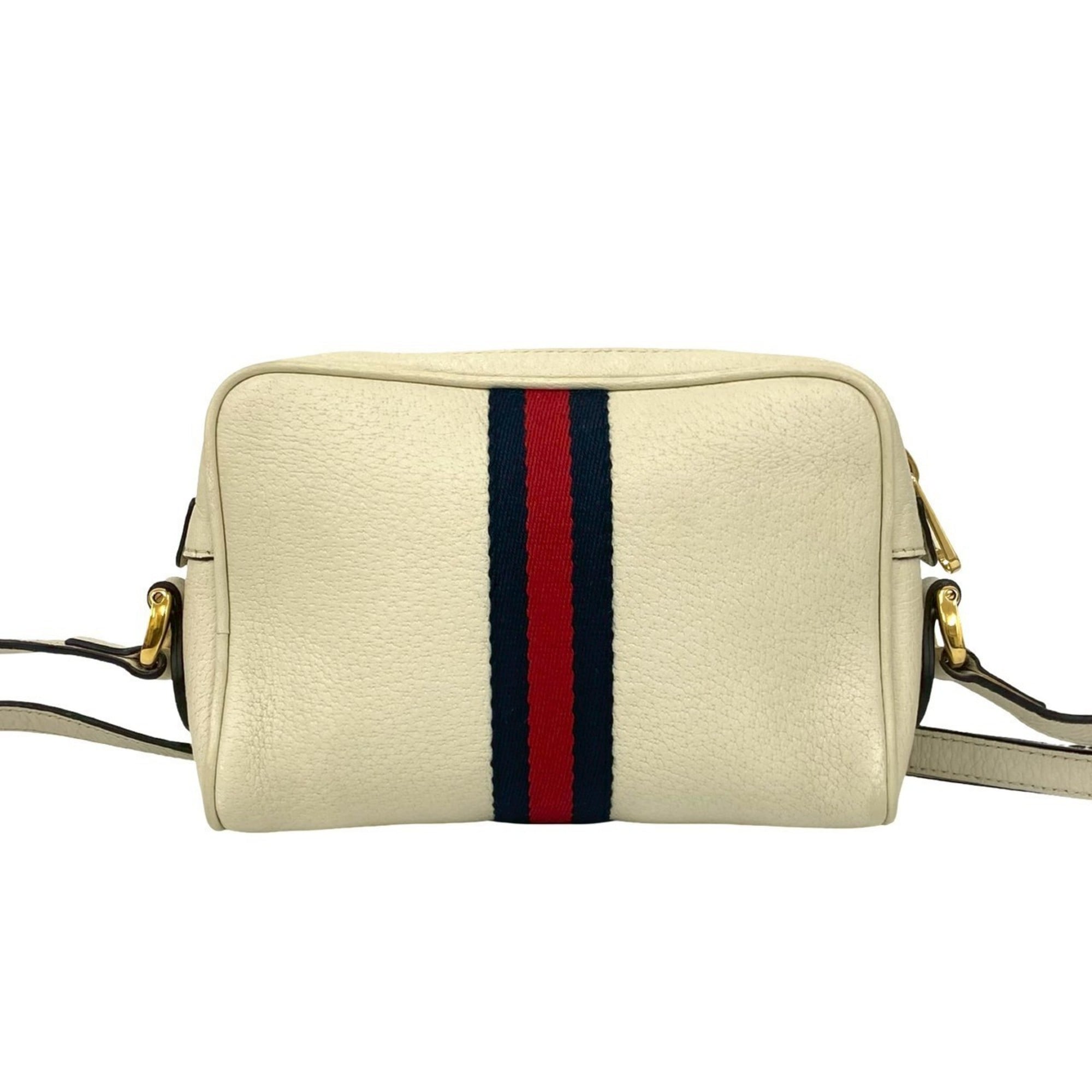 Gucci Navy Red Color White Leather Pochette Shoulder Bag (Pre-Owned)