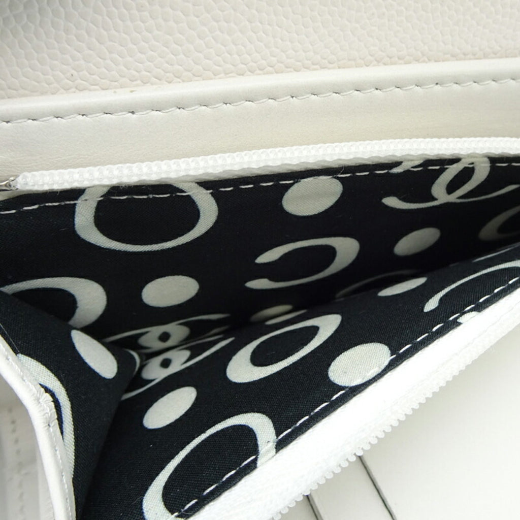 Chanel White Grained Calfskin Wallet (Tri-Fold) (Pre-Owned)