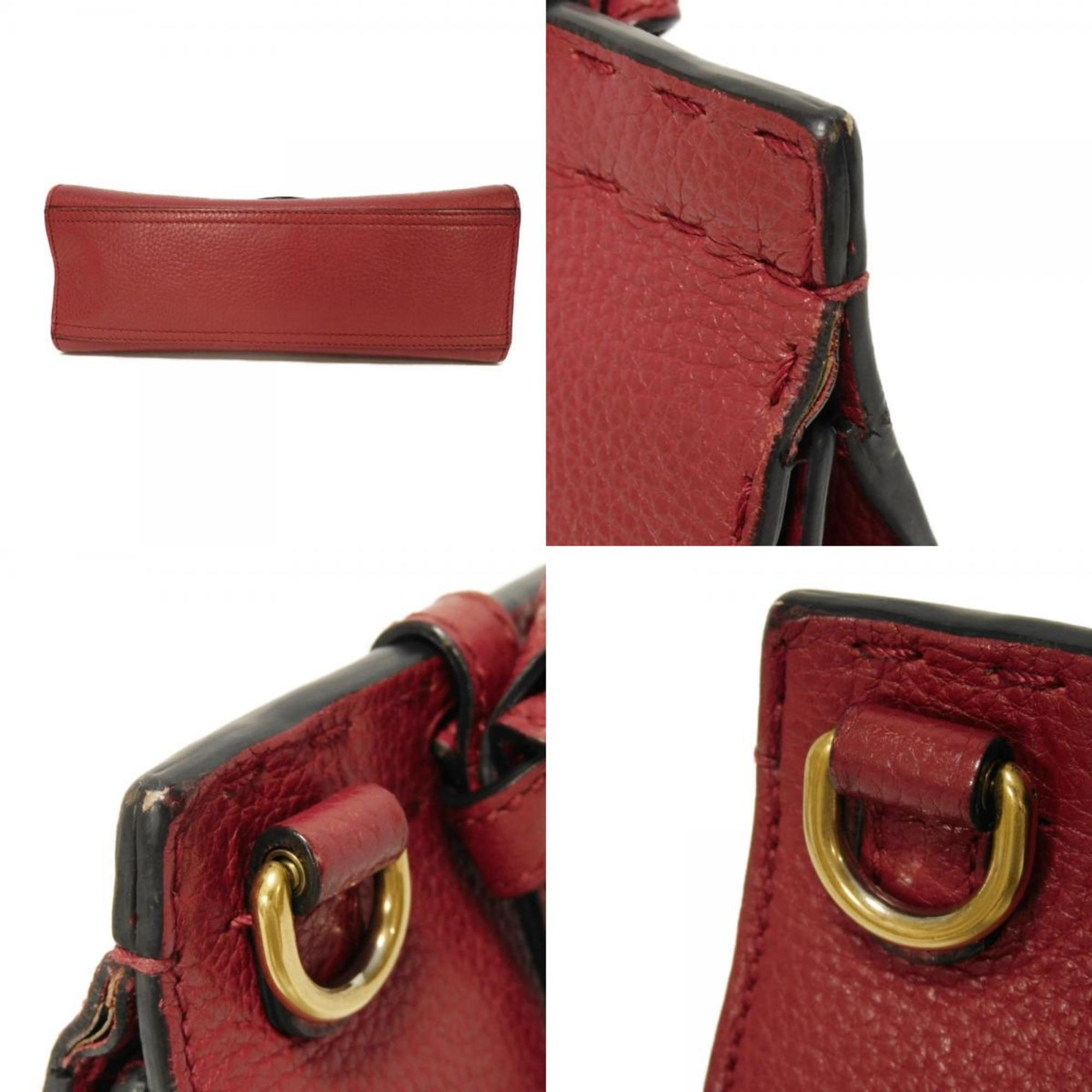 Gucci Gg Marmont Red Color Leather Handbag Shoulder Bag (Pre-Owned)