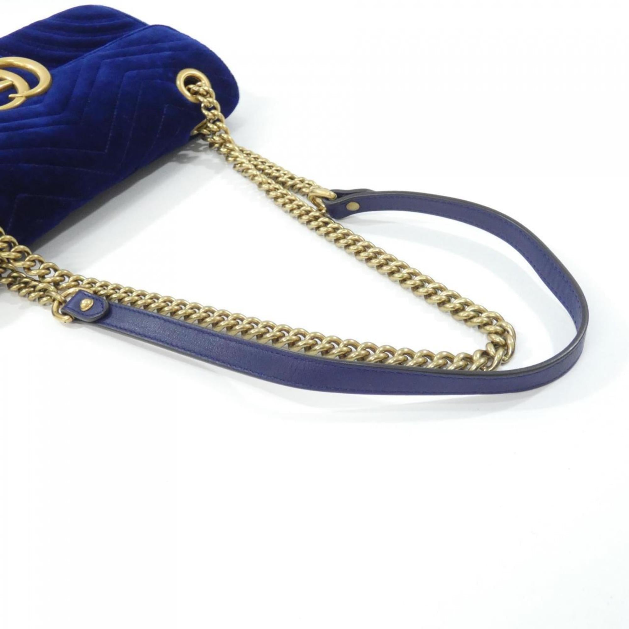 Gucci Blue Velvet Shoulder Bag (Pre-Owned)