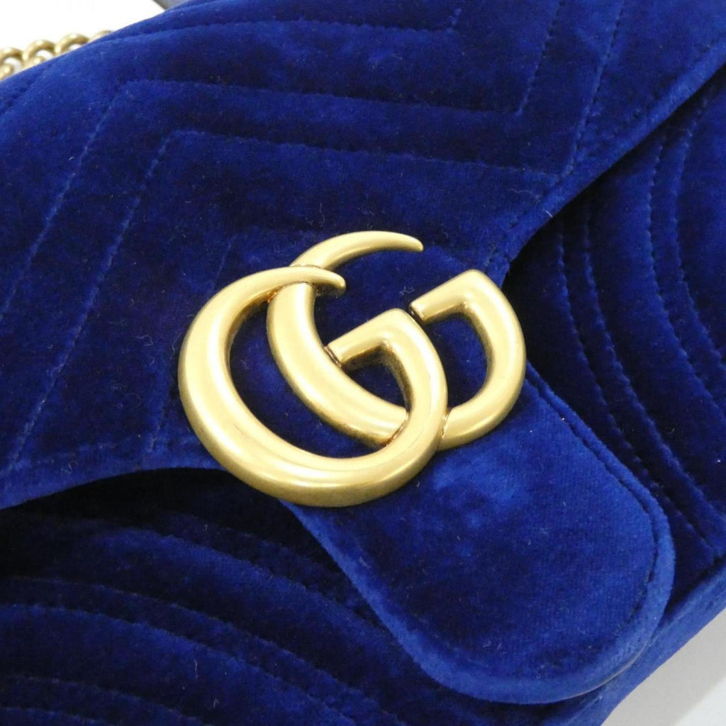 Gucci Blue Velvet Shoulder Bag (Pre-Owned)