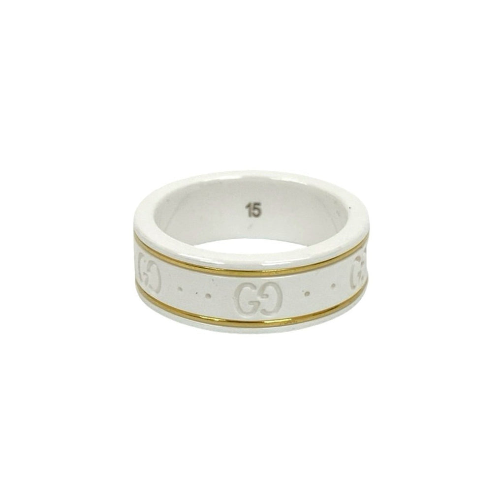Gucci Gold White Ceramic Band Ring (Pre-Owned)