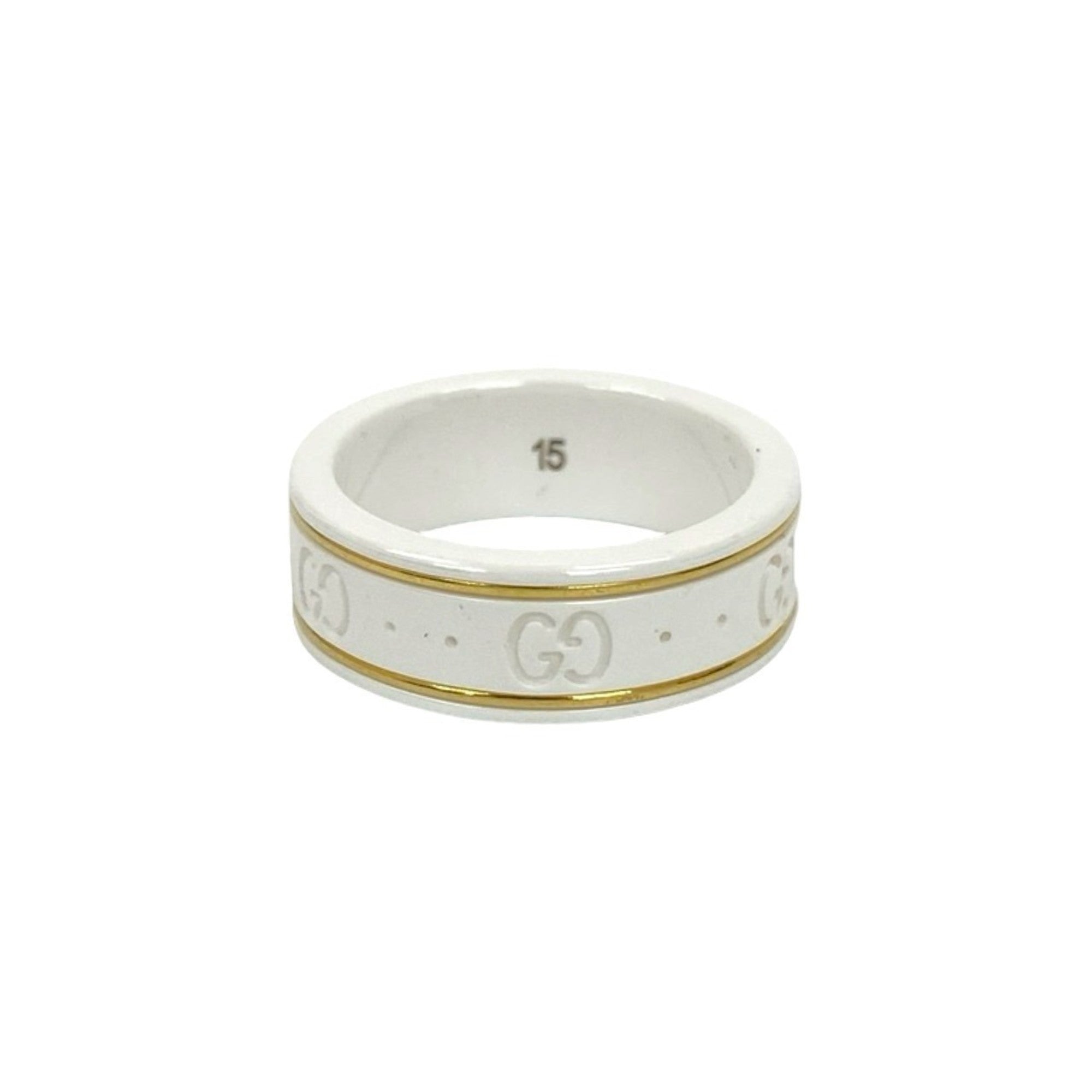 Gucci Gold White Ceramic Band Ring (Pre-Owned)