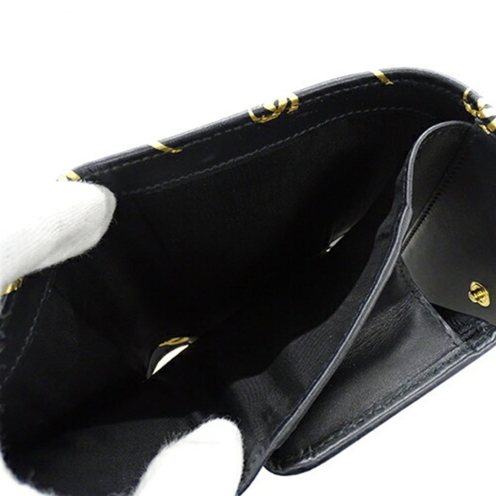 Gucci Gold Black Leather Wallet (Tri-Fold) (Pre-Owned)