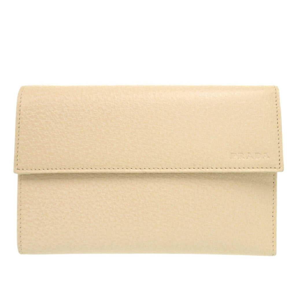 Prada Beige Leather Wallet (Tri-Fold) (Pre-Owned)