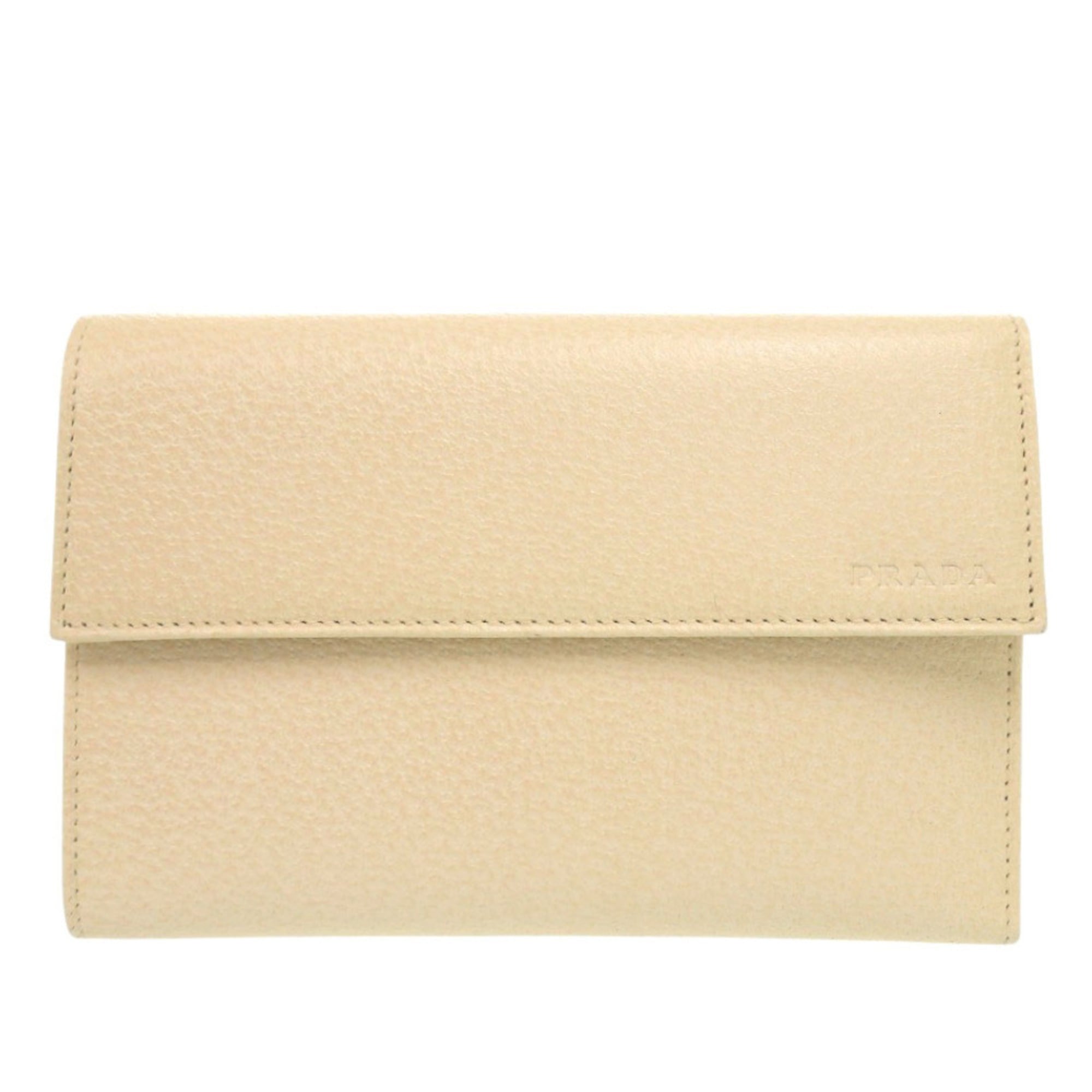 Prada Beige Leather Wallet (Tri-Fold) (Pre-Owned)