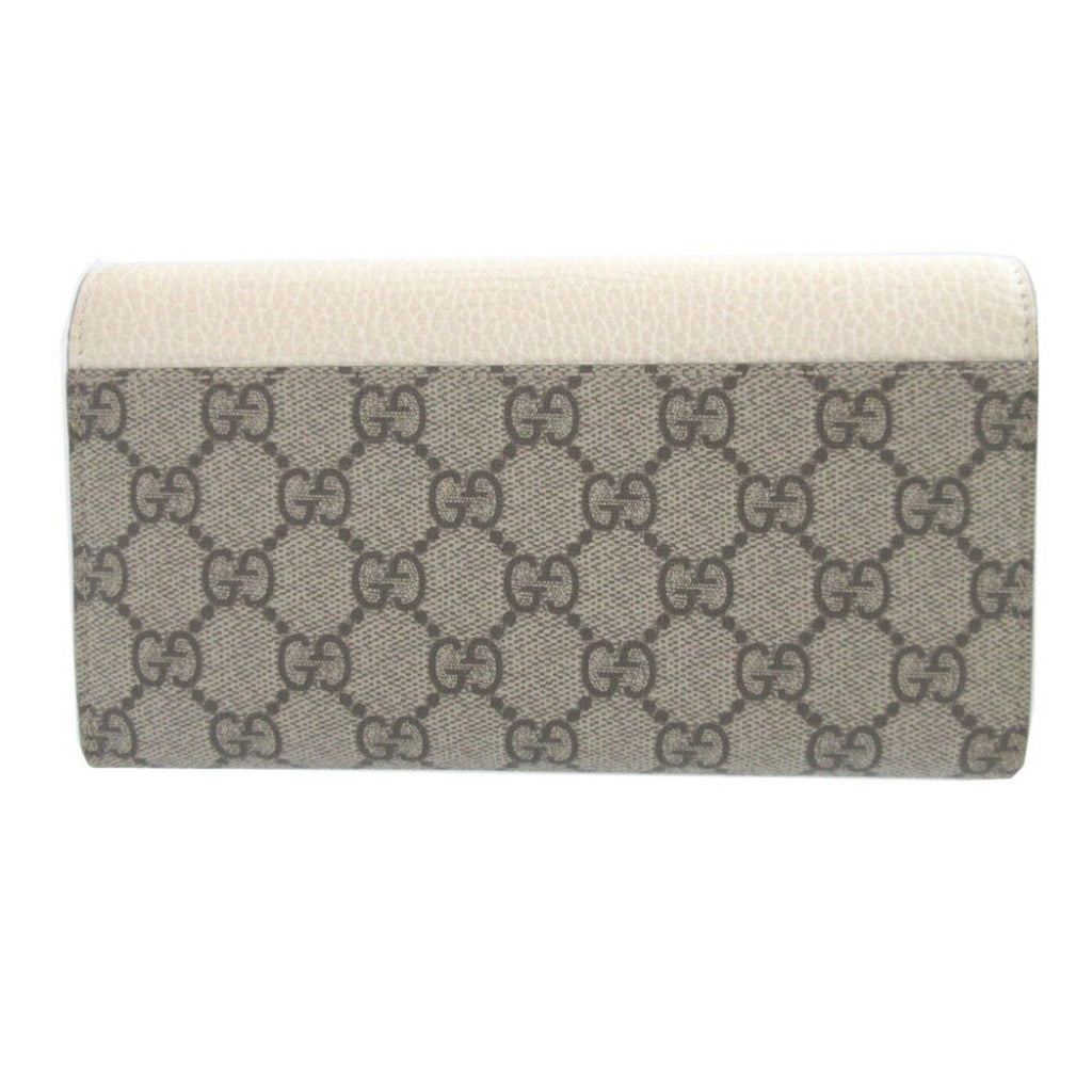 Gucci Beige Ivory Gg Canvas Leather Long Wallet (Bi-Fold) (Pre-Owned)
