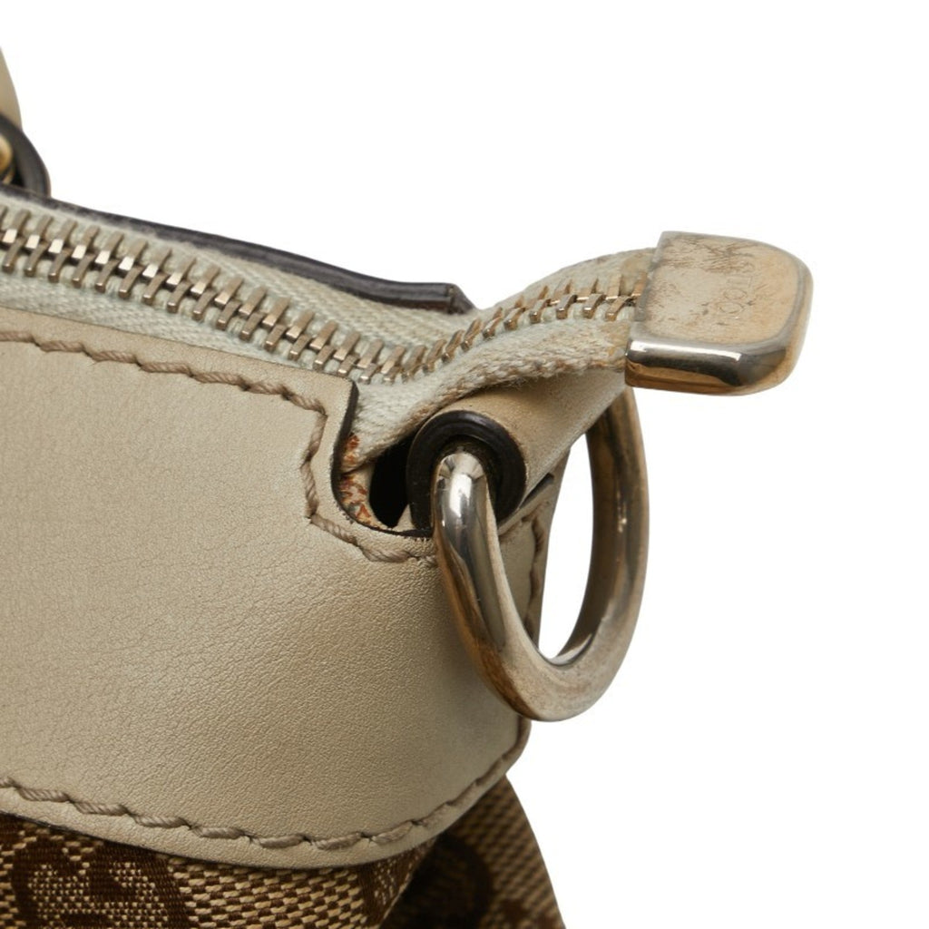 Gucci Gg Canvas Beige Gg Canvas Leather Shoulder Bag Tote Bag (Pre-Owned)