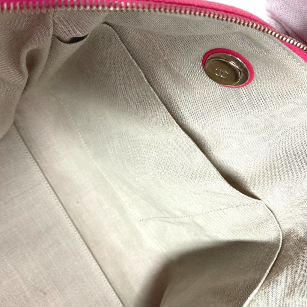 Chanel Pink Canvas Boston Bag Handbag Shoulder Bag (Pre-Owned)