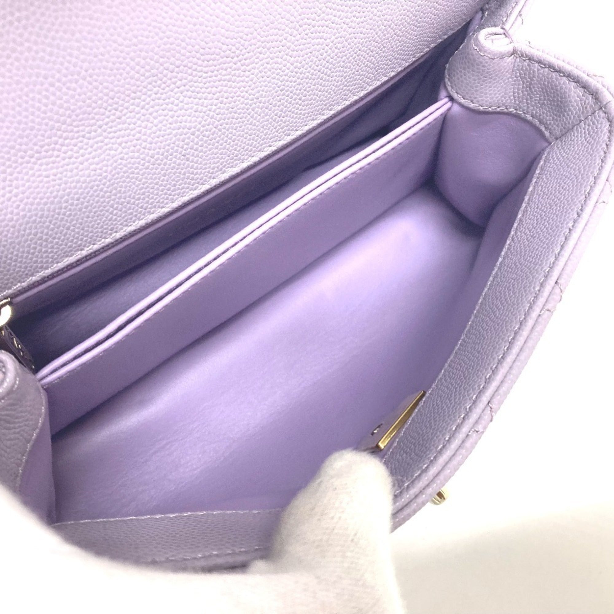 Chanel Purple Grained Calfskin Handbag Shoulder Bag (Pre-Owned)