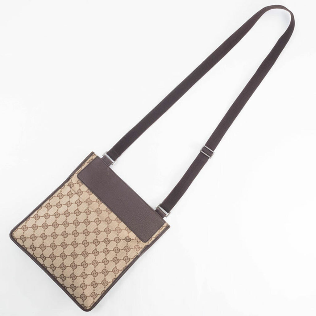 Gucci Gg Canvas Beige Brown Gg Canvas Leather Shoulder Bag (Pre-Owned)