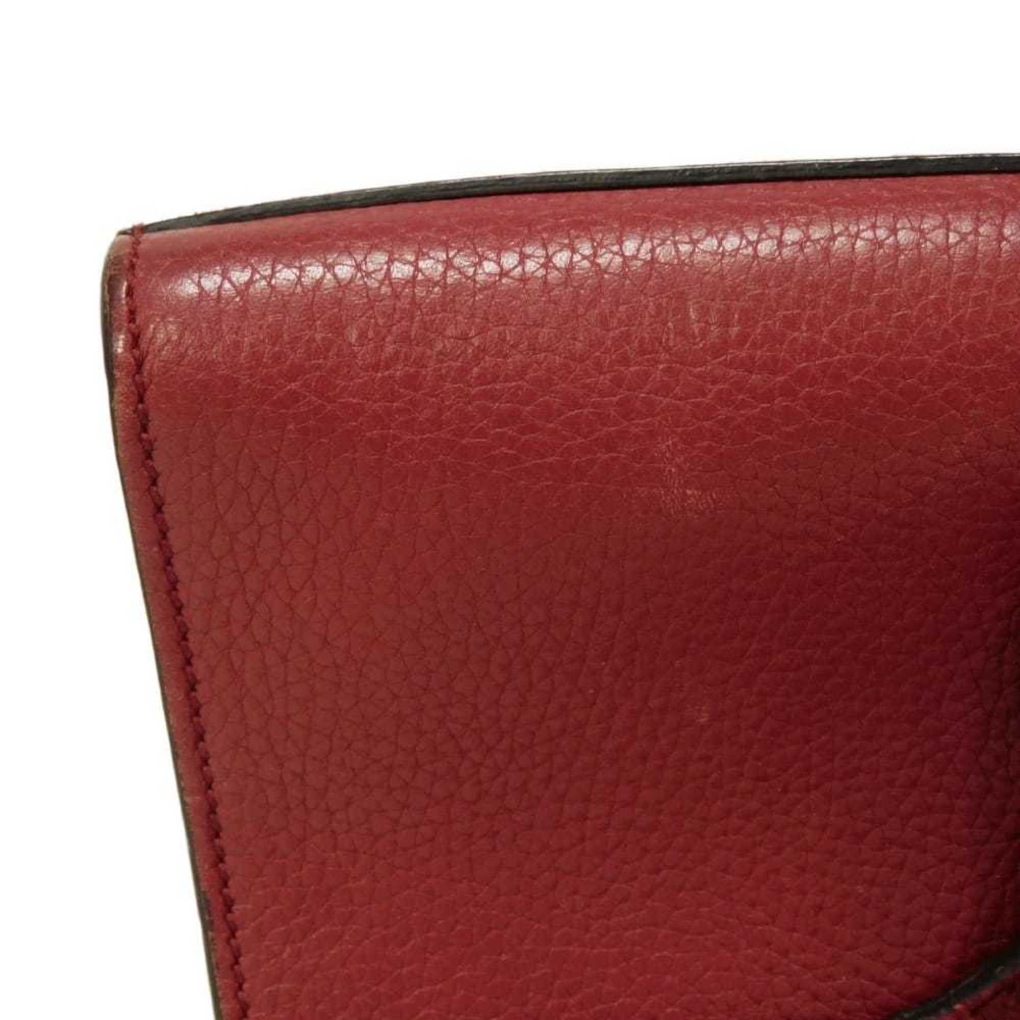 Gucci Gg Marmont Red Color Leather Handbag Shoulder Bag (Pre-Owned)