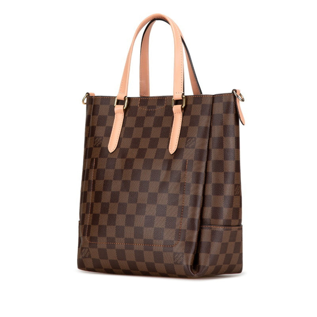 Louis Vuitton Brown Damier Canvas Pink Pvc Leather Shoulder Bag Tote Bag (Pre-Owned)