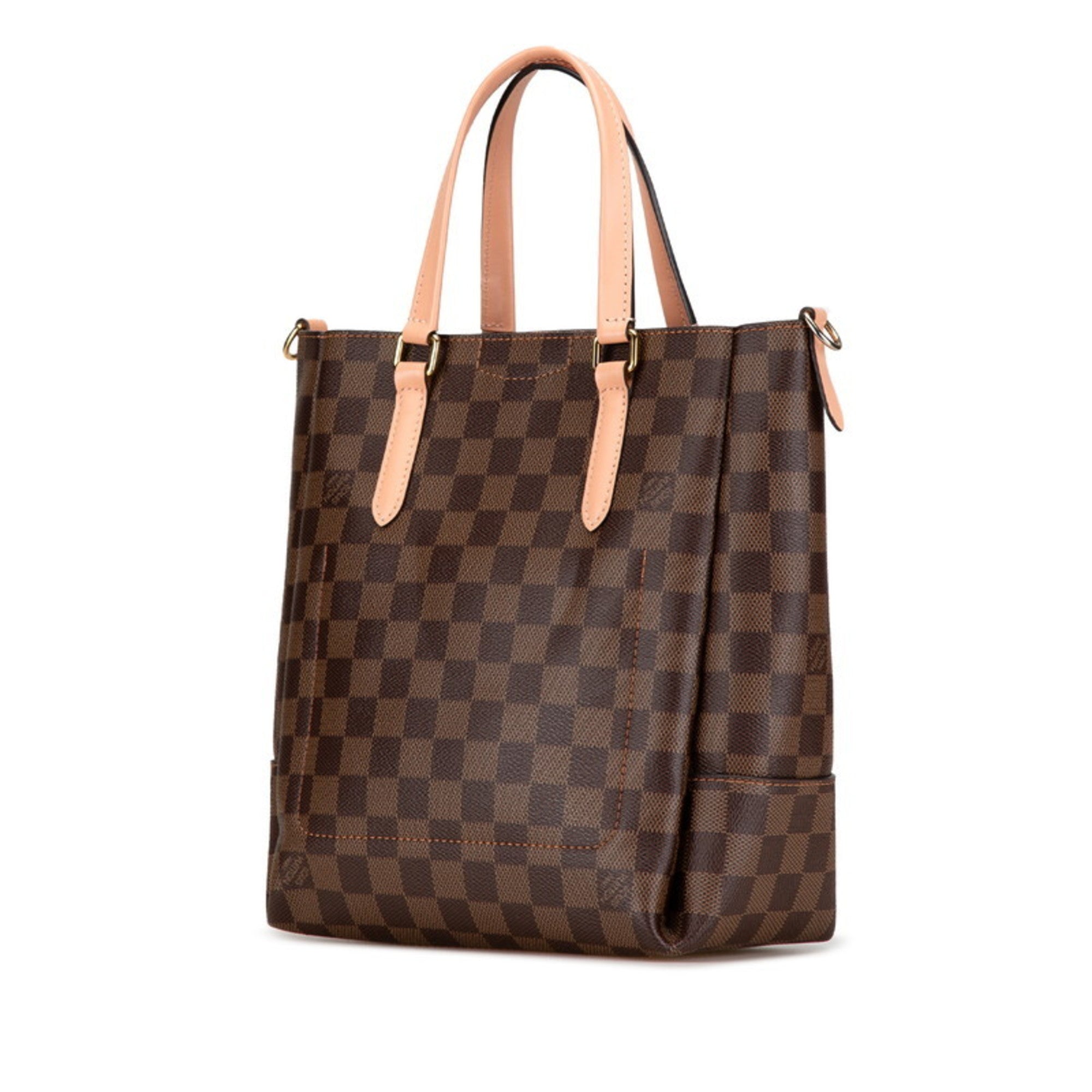 Louis Vuitton Brown Damier Canvas Pink Pvc Leather Shoulder Bag Tote Bag (Pre-Owned)