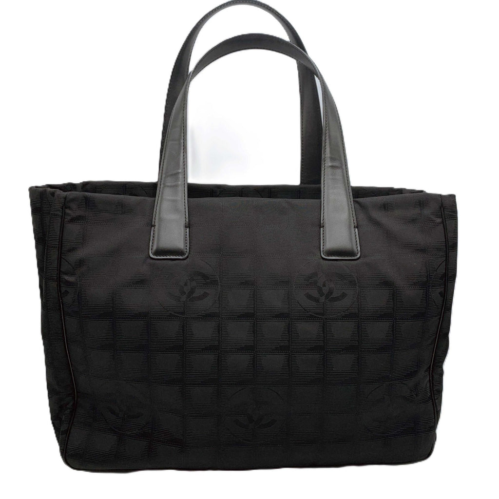 Chanel Black New Travel Line Leather Shoulder Bag Tote Bag (Pre-Owned)