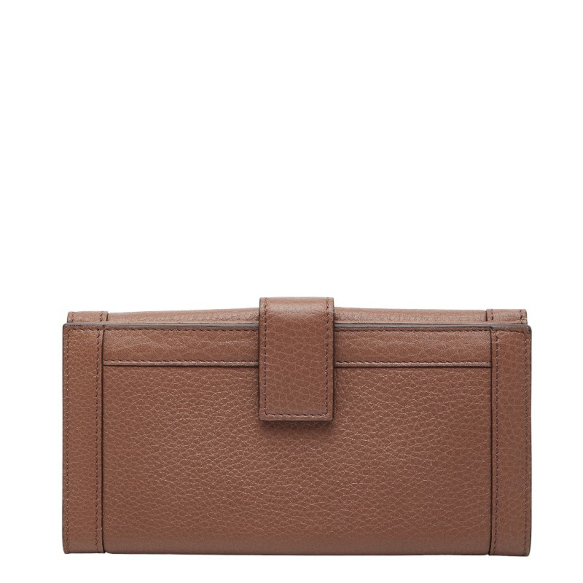 Gucci Brown Canvas Leather Long Wallet (Bi-Fold) (Pre-Owned)