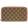 Gucci Beige Dusty Pink Gg Supreme Canvas Long Wallet (Bi-Fold) (Pre-Owned)