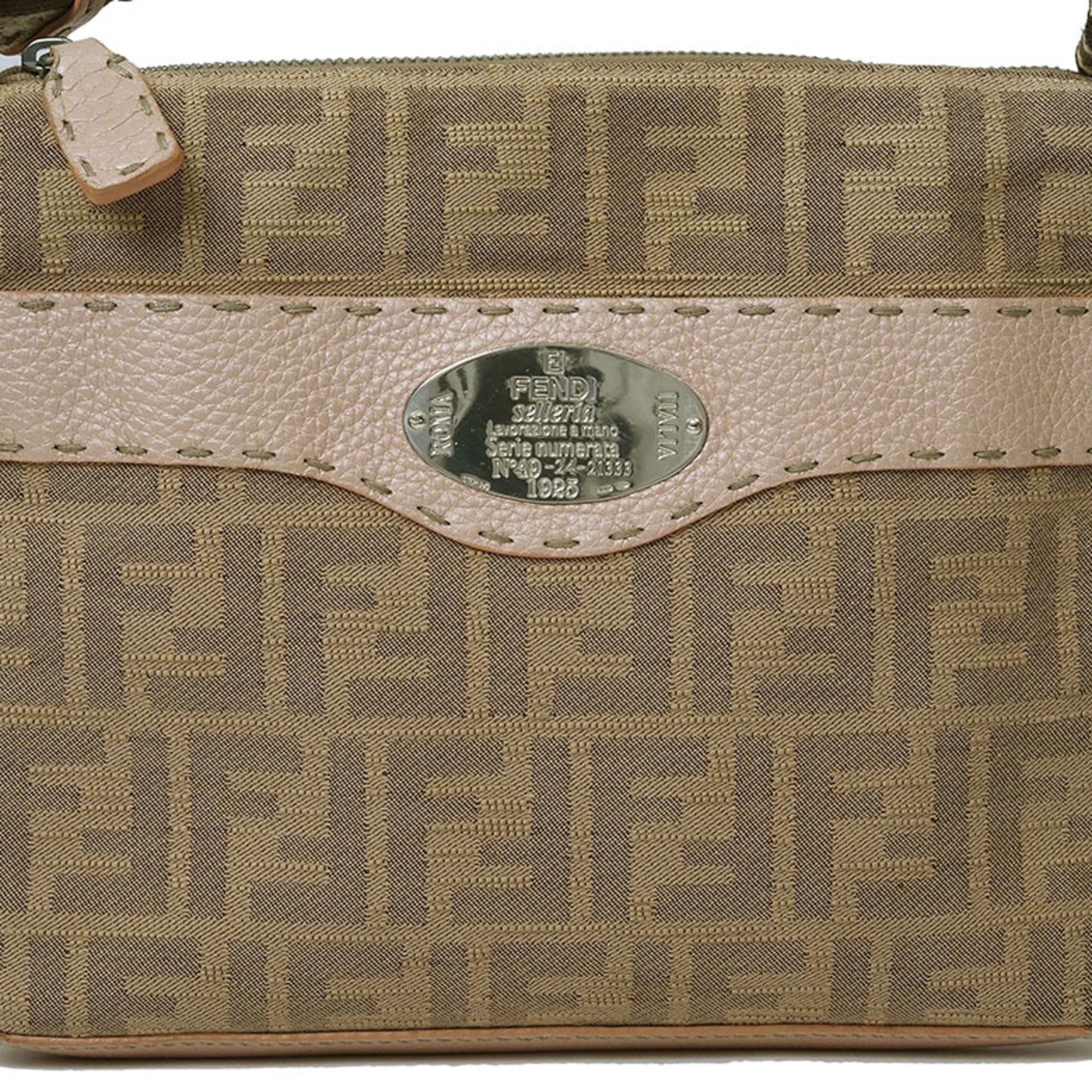 Fendi Selleria Pink Canvas Shoulder Bag (Pre-Owned)