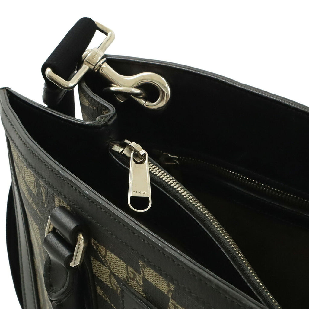 Gucci Beige Black Gg Supreme Leather Shoulder Bag Tote Bag (Pre-Owned)