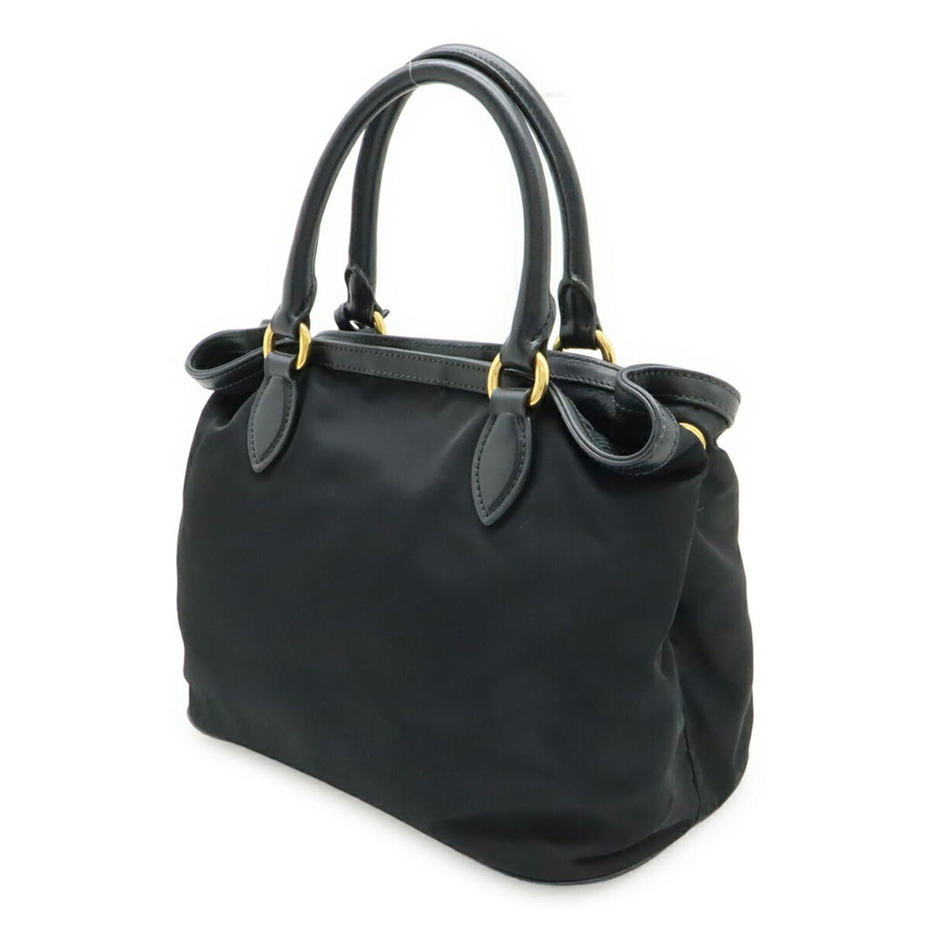 Prada Black Nero Nylon Leather Handbag Tote Bag (Pre-Owned)