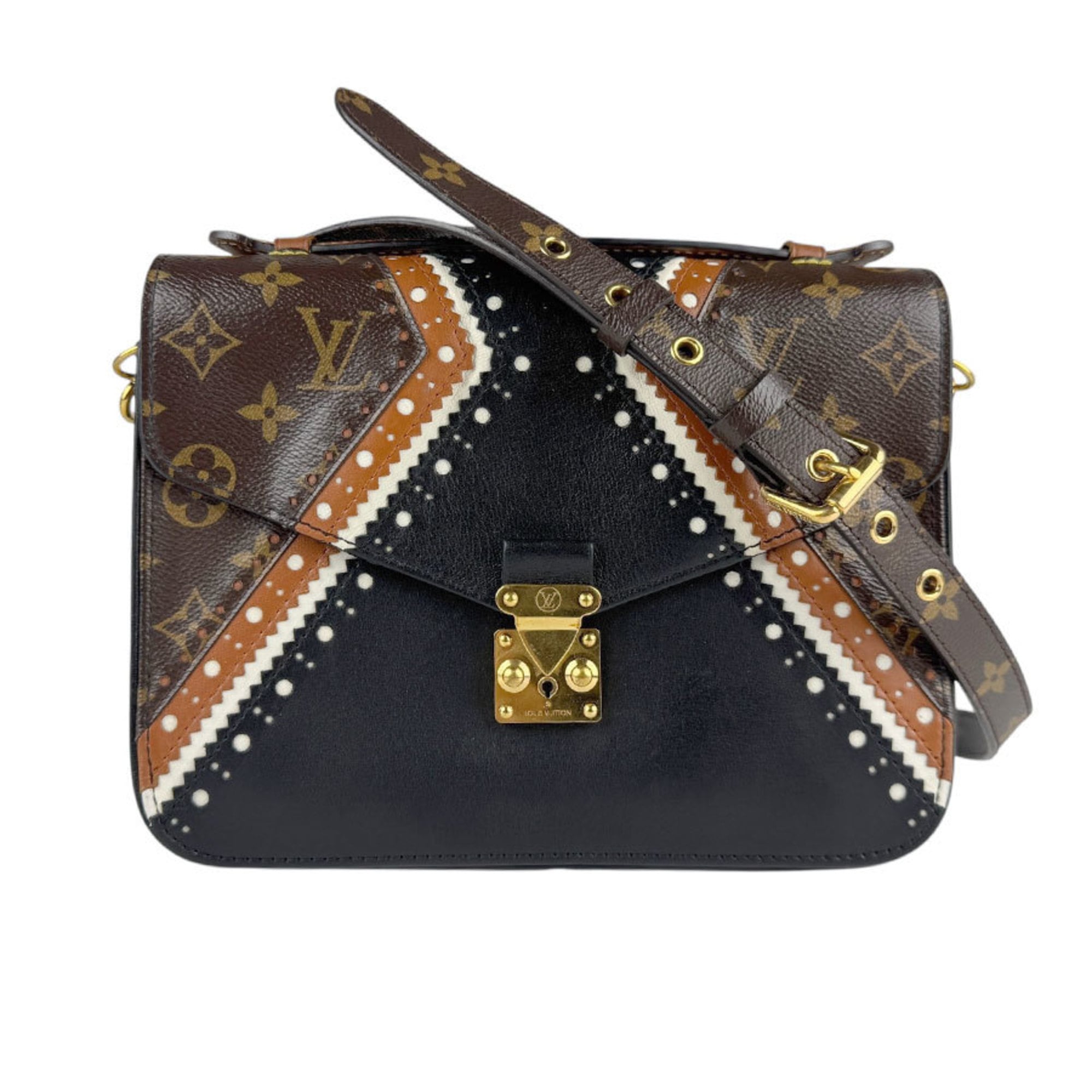 Louis Vuitton Black Brown Monogram Leather Handbag Pochette Shoulder Bag (Pre-Owned)