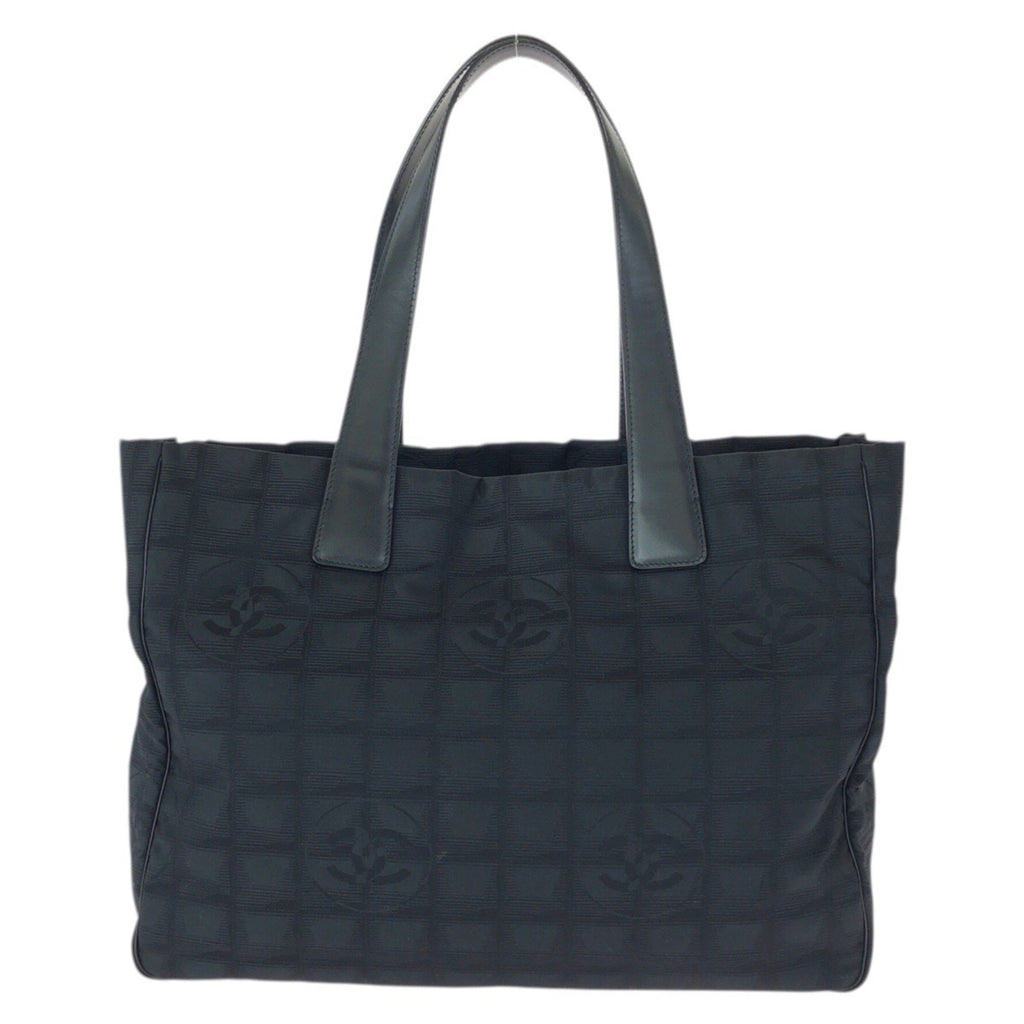 Chanel Black Nylon Leather Shoulder Bag Tote Bag (Pre-Owned)