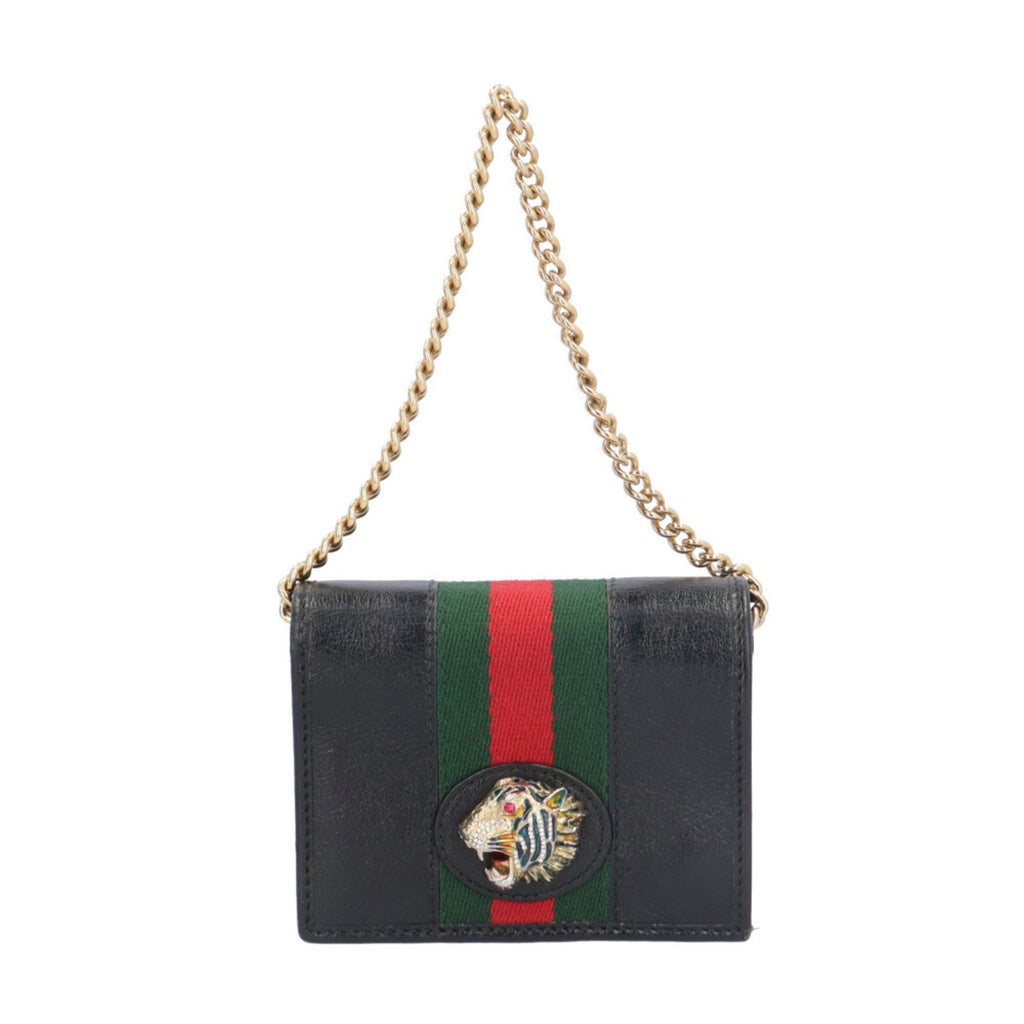 Gucci Black Leather Chain/Shoulder Wallet (Pre-Owned)