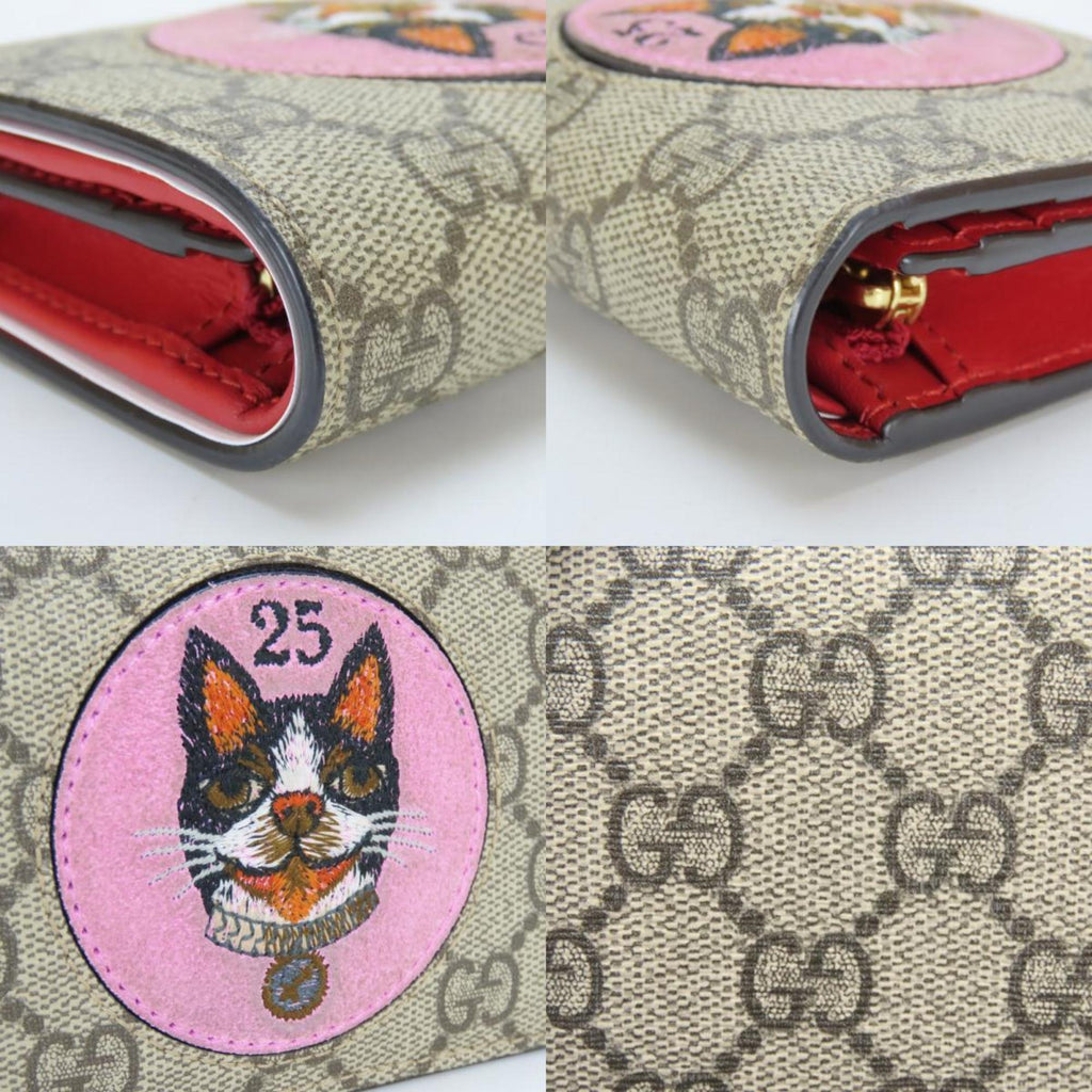 Gucci Beige Pink Red Color Gg Supreme Wallet (Bi-Fold) (Pre-Owned)