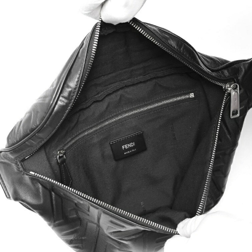 Fendi Black Leather Fanny Pack Sling Bag (Pre-Owned)