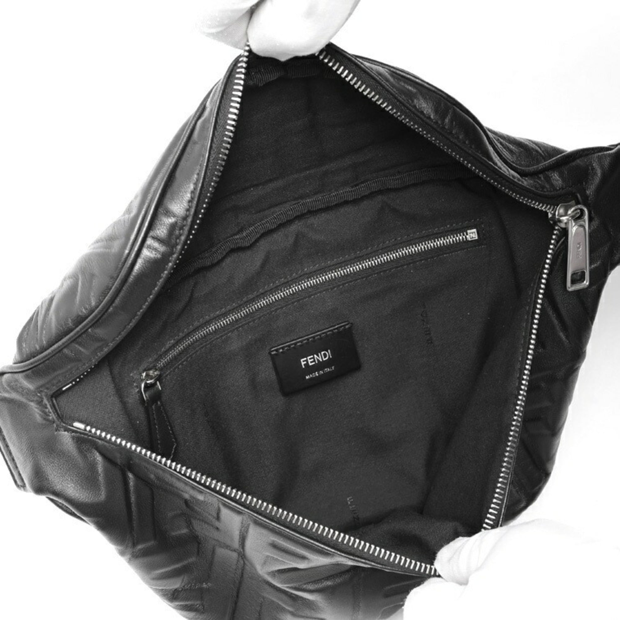 Fendi Black Leather Fanny Pack Sling Bag (Pre-Owned)