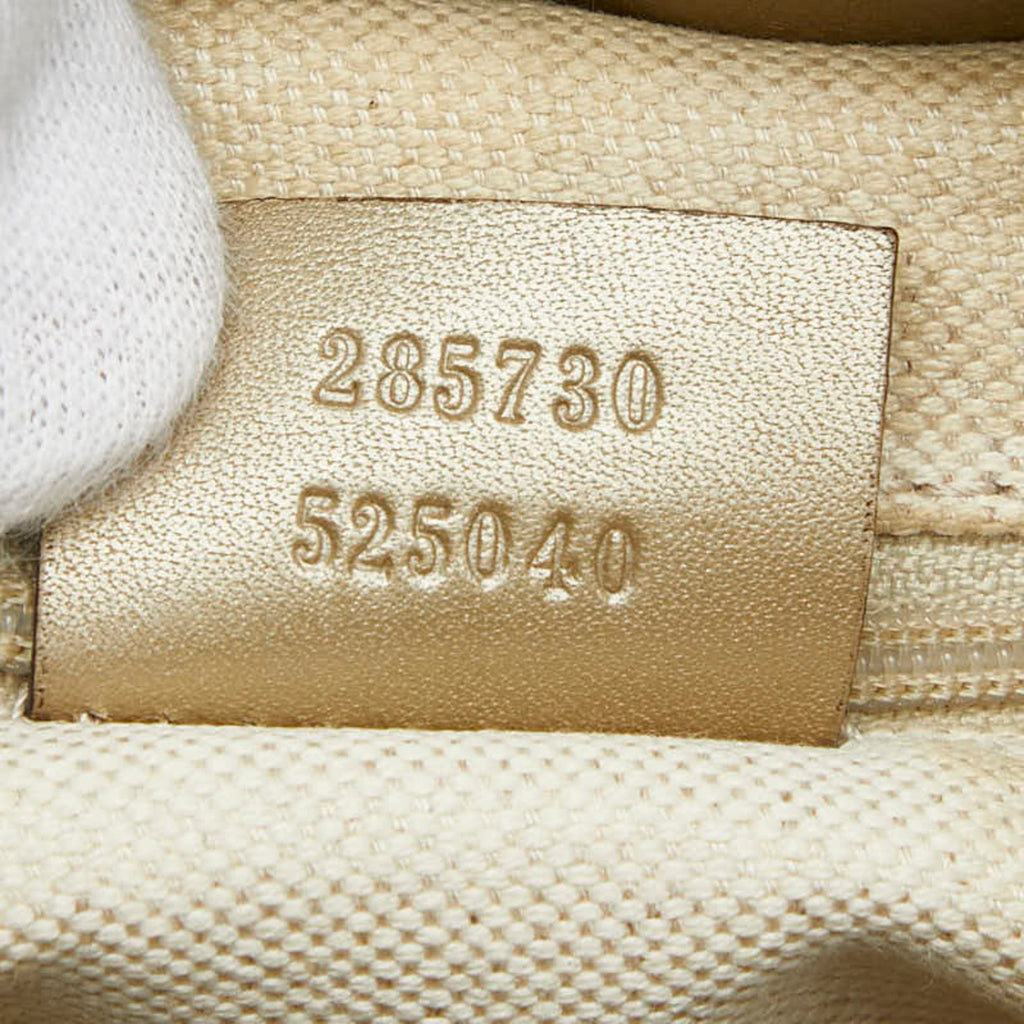 Gucci Beige Brown Canvas Leather Shoulder Bag Tote Bag (Pre-Owned)