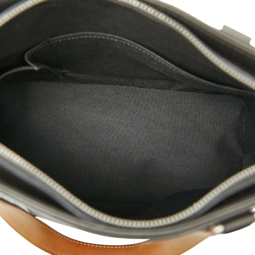 Gucci Black Gray Canvas Leather Handbag (Pre-Owned)