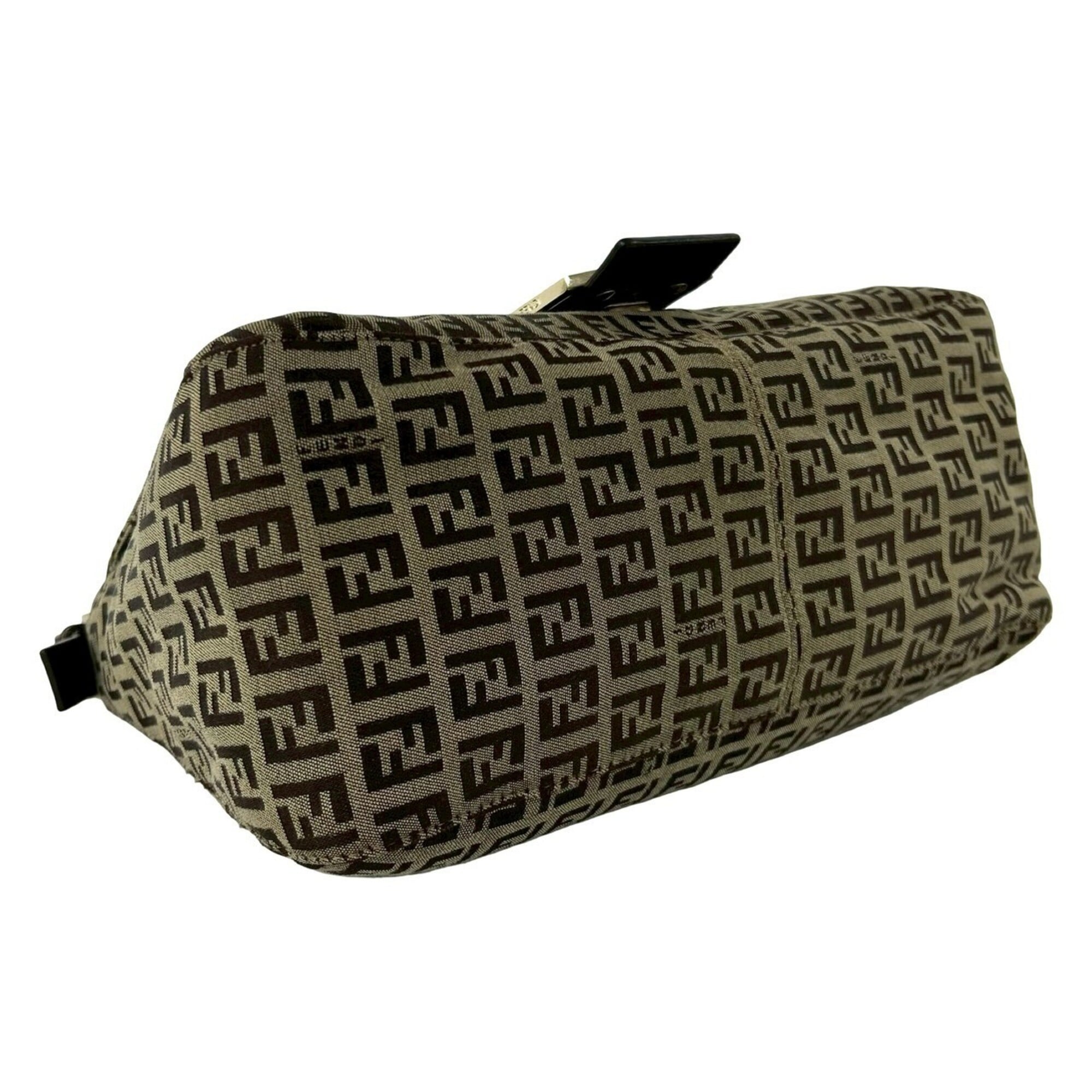 Fendi Beige Brown Canvas Leather Handbag Shoulder Bag (Pre-Owned)