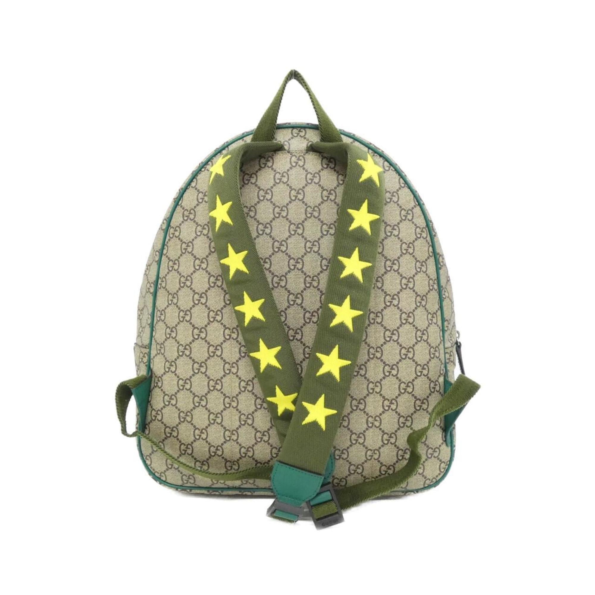 Gucci Beige Green Multi-Color Gg Supreme Backpack (Pre-Owned)