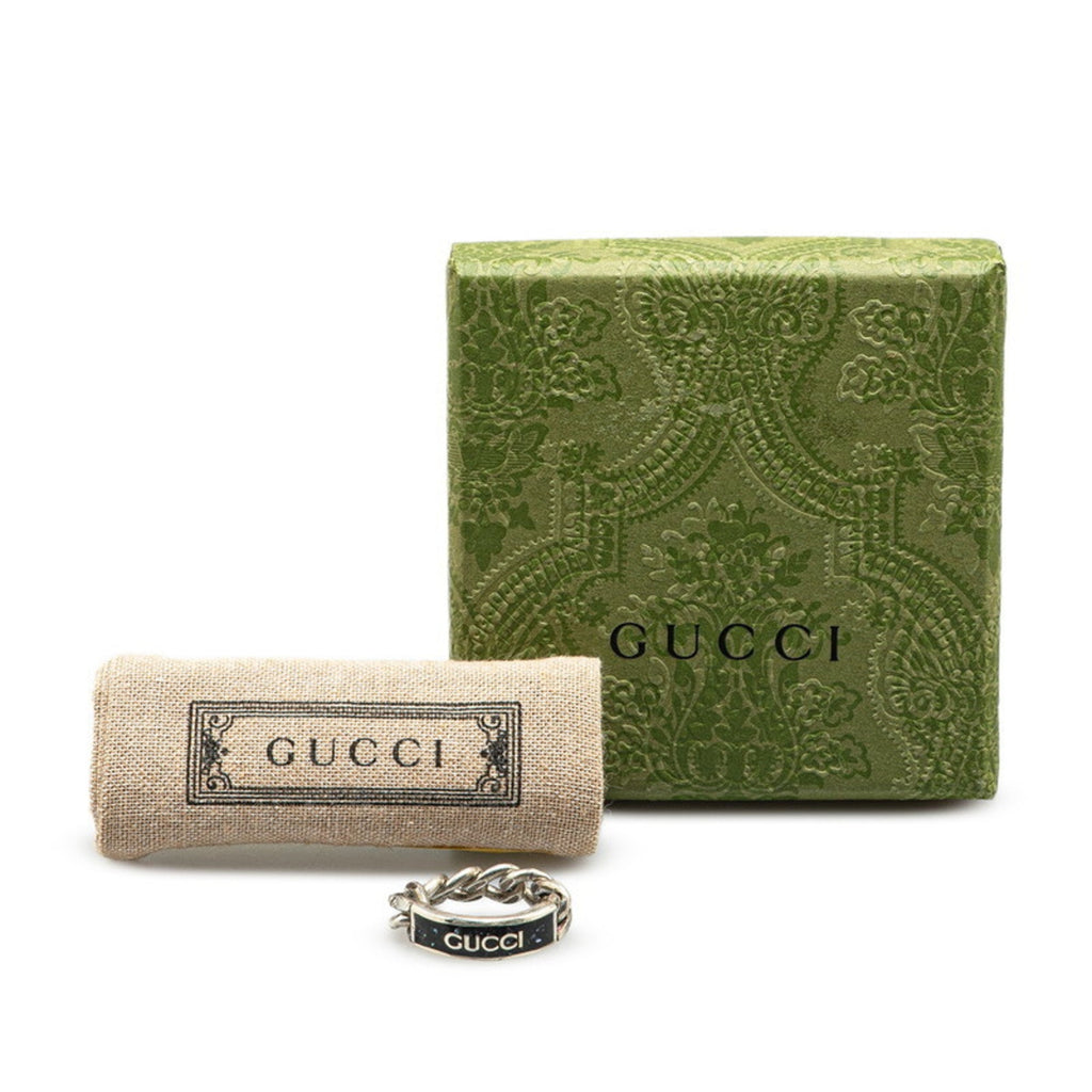 Gucci Silver Black Silver 925 Band Ring (Pre-Owned)