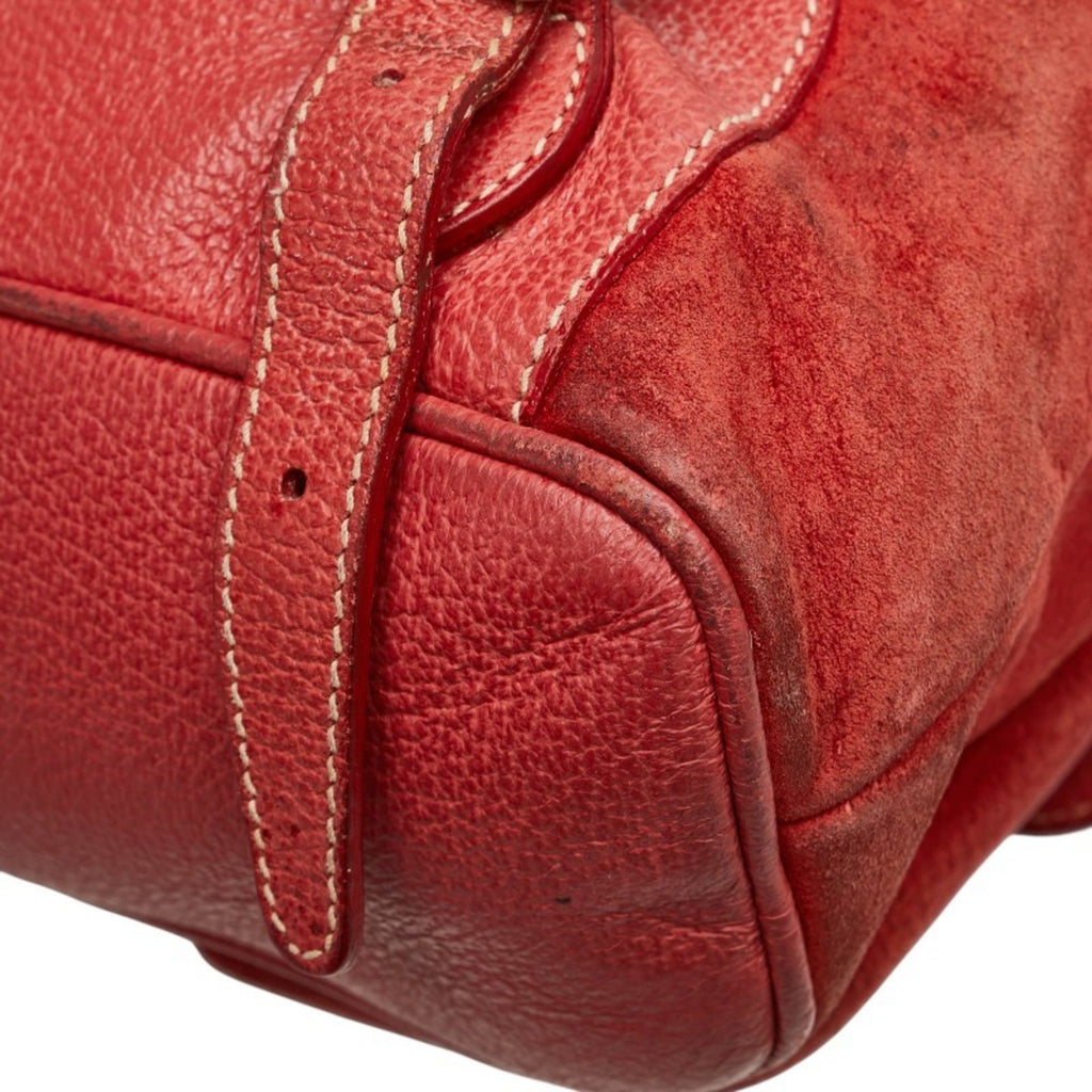 Gucci Red Brown Bamboo Leather Backpack (Pre-Owned)