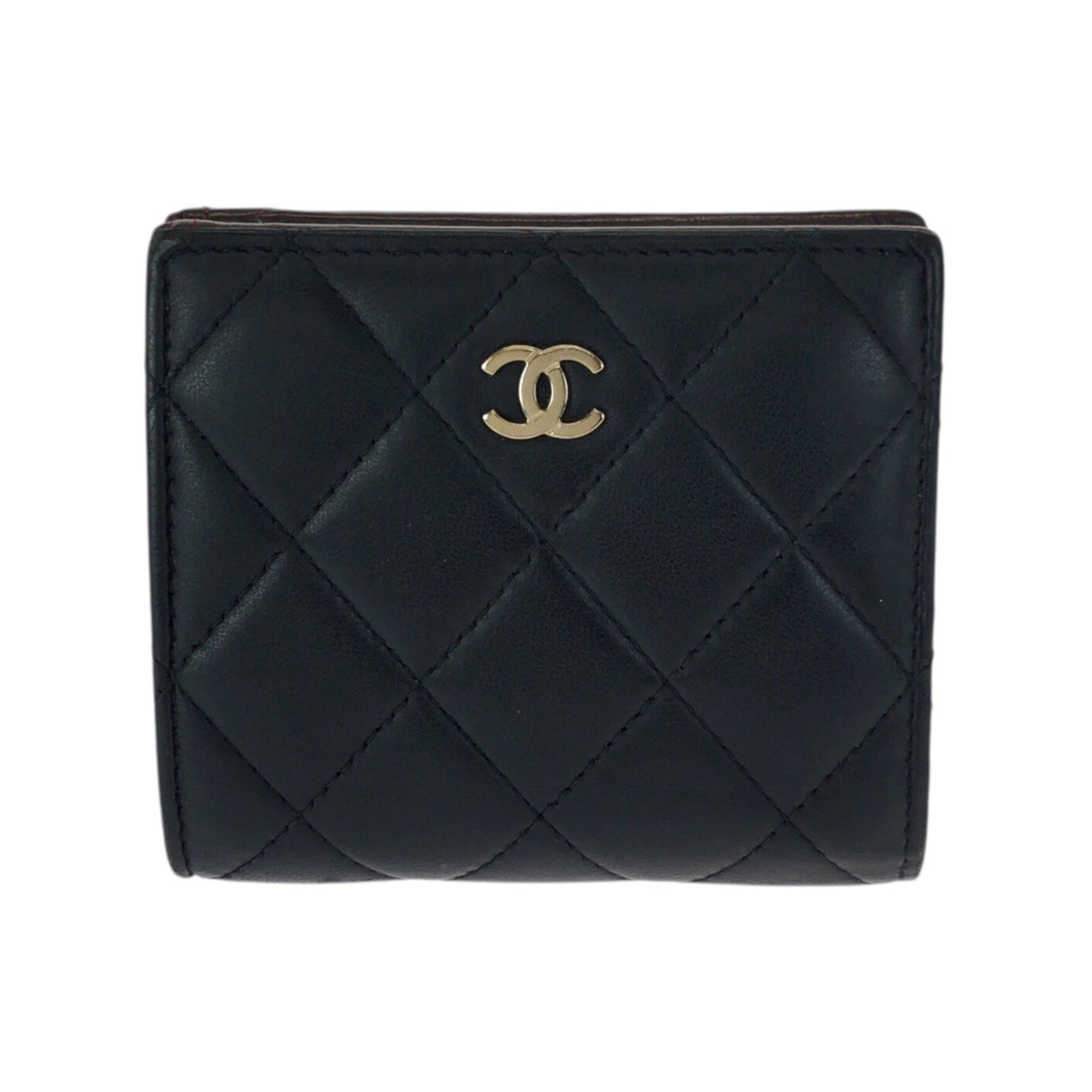 Chanel Matelasse Black Leather Wallet (Bi-Fold) (Pre-Owned)