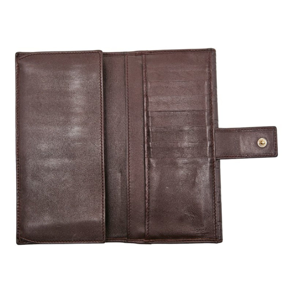 Gucci Brown Leather Long Wallet (Bi-Fold) (Pre-Owned)