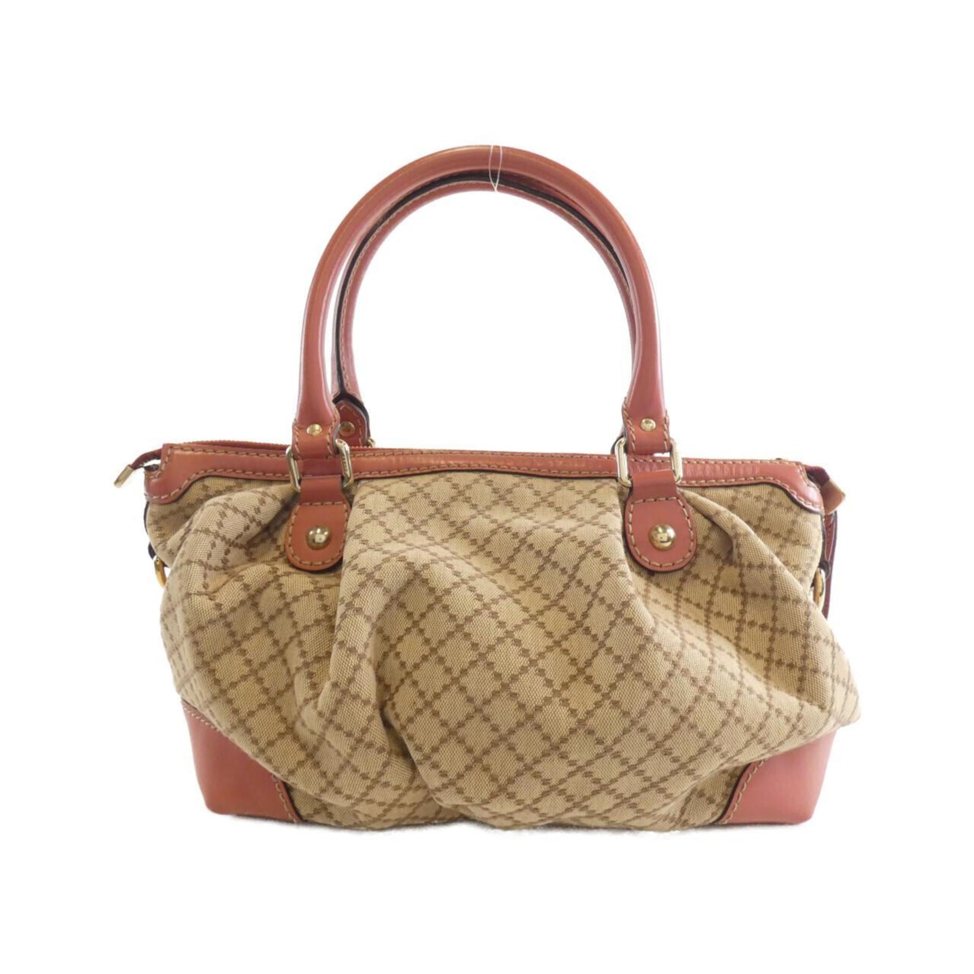 Gucci Beige Pink Canvas Handbag (Pre-Owned)