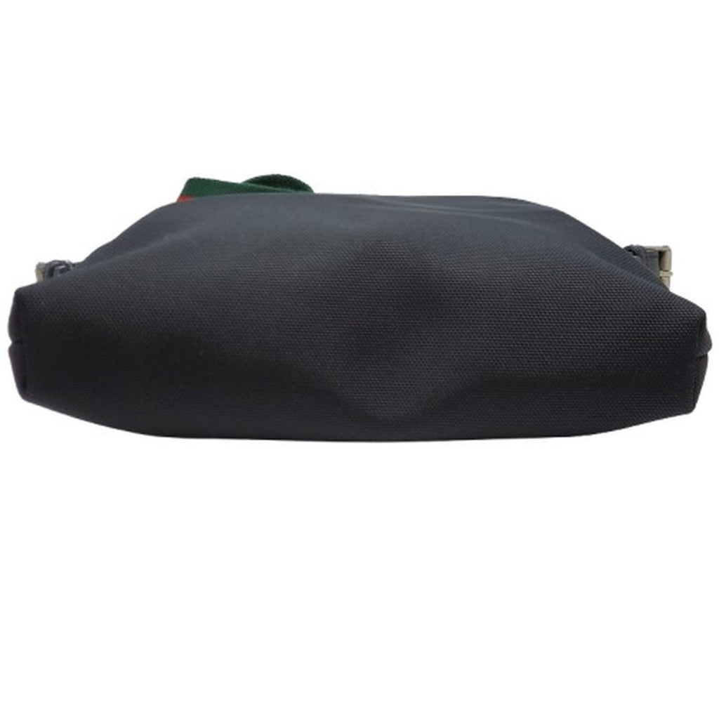 Gucci Sherry Line Black Canvas Leather Shoulder Bag (Pre-Owned)
