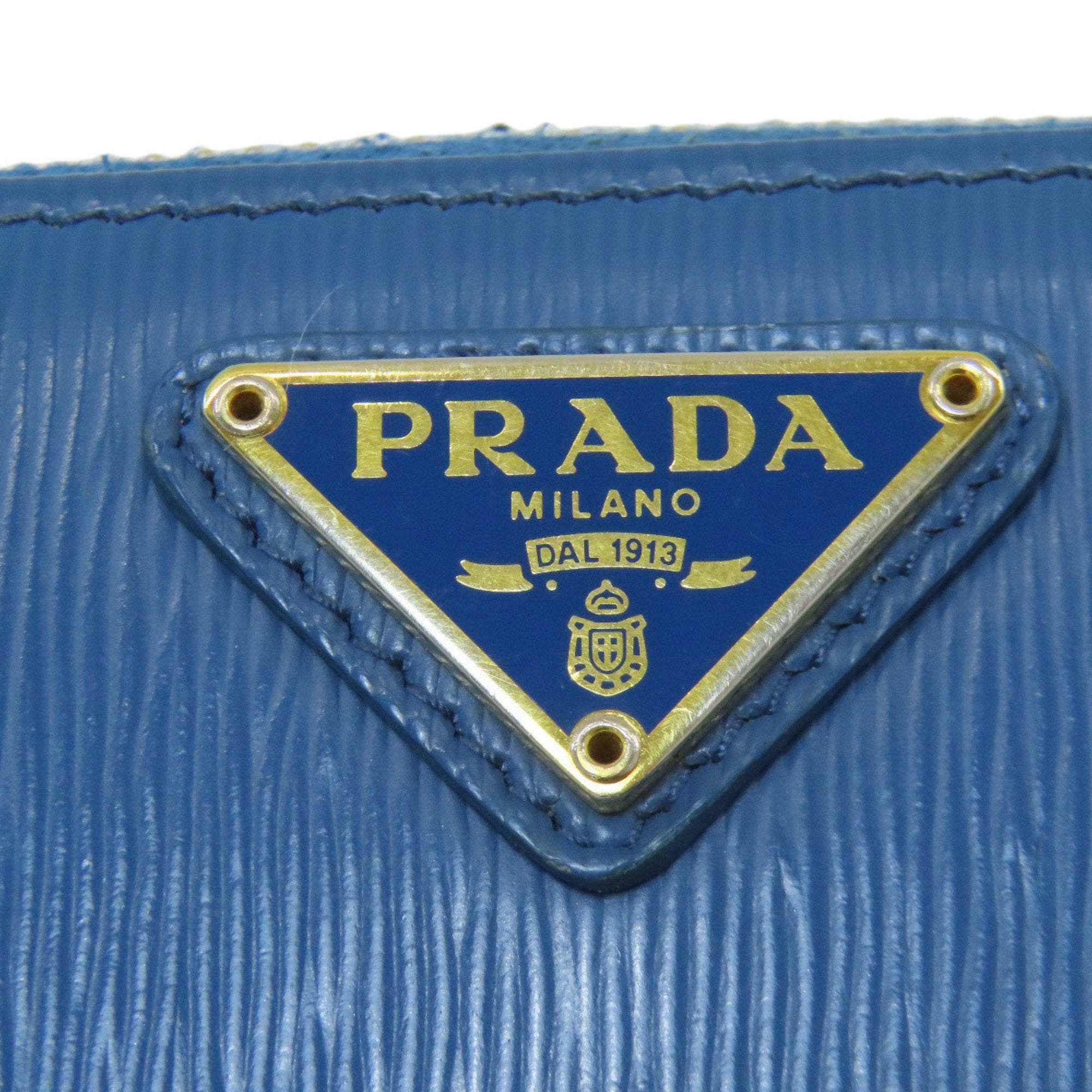 Prada Blue Leather Coin Purse/Coin Case (Pre-Owned)