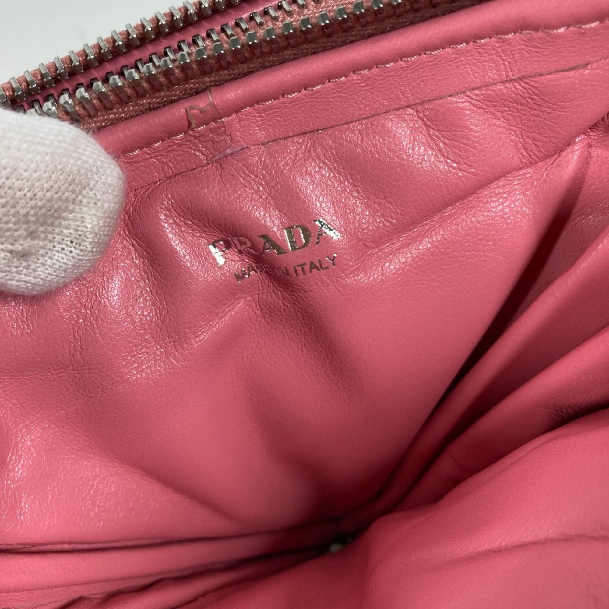 Prada Pink Leather Pochette Pouch Shoulder Bag (Pre-Owned)