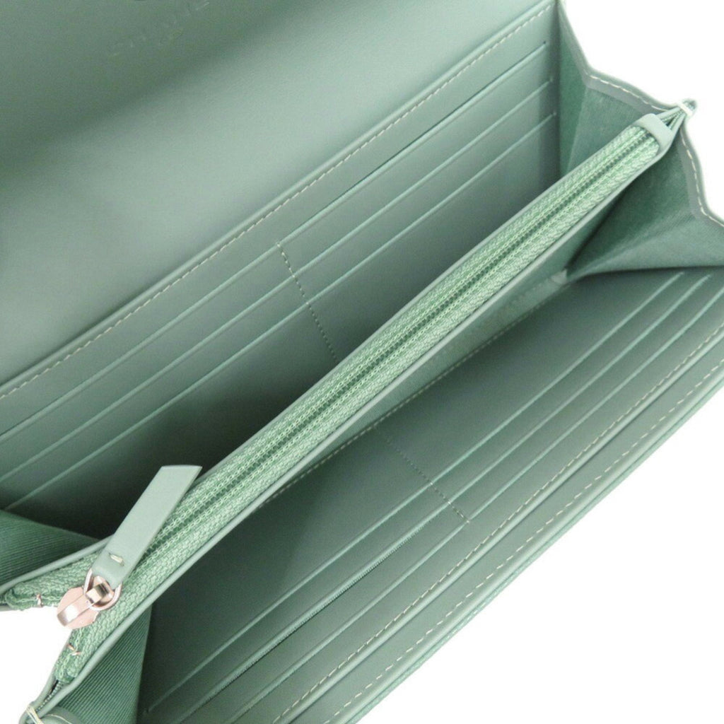 Chanel Green Grained Calfskin Long Wallet (Bi-Fold) (Pre-Owned)